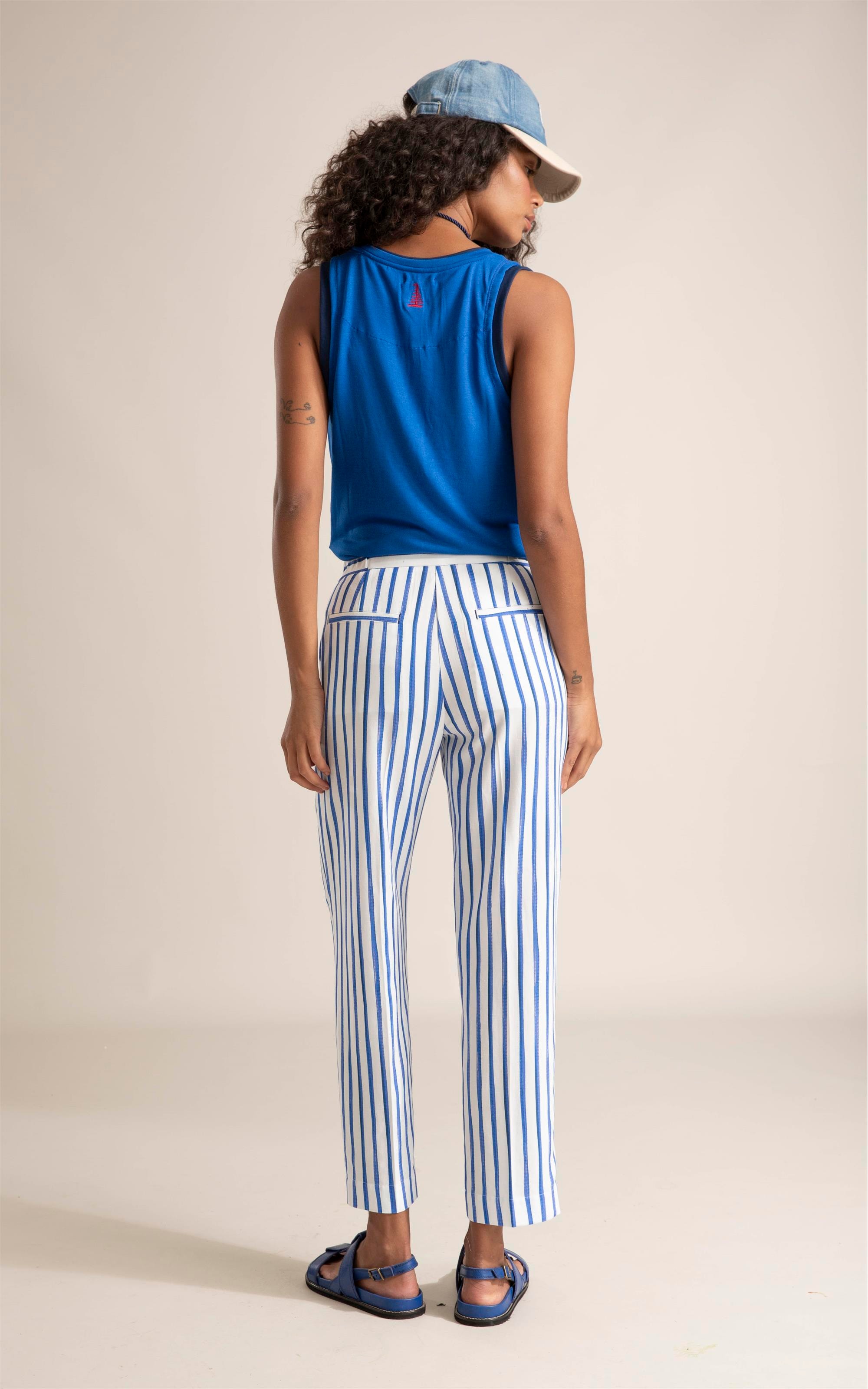 Calça Riviera Carrot Linho Blend Azul Bic