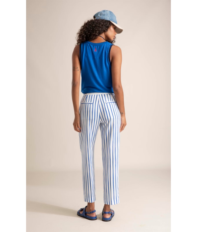 Calça Riviera Carrot Linho Blend Azul Bic