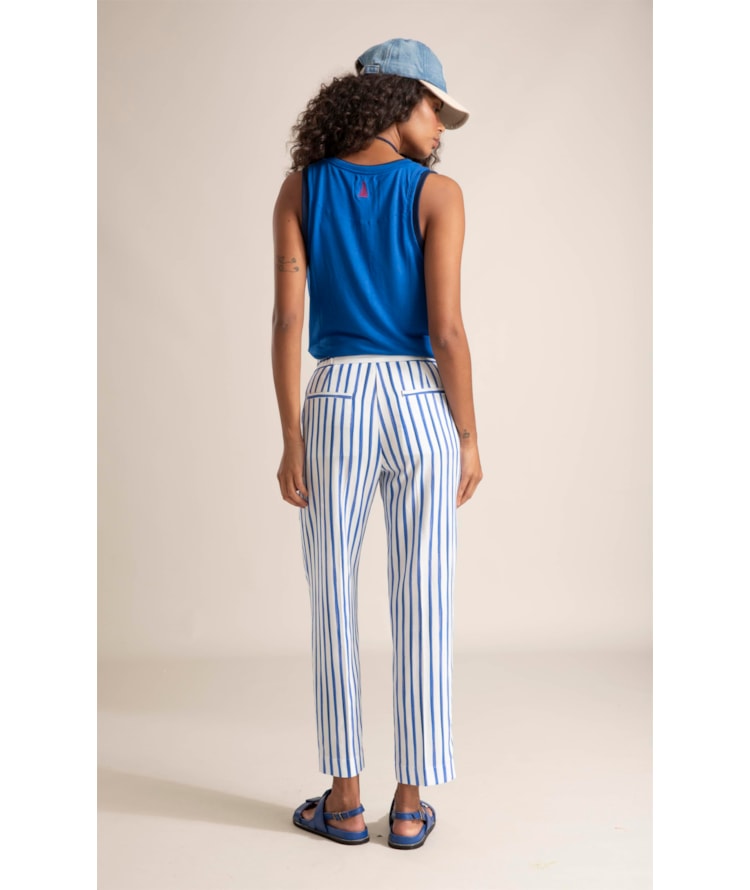 Calça Riviera Carrot Linho Blend Azul Bic