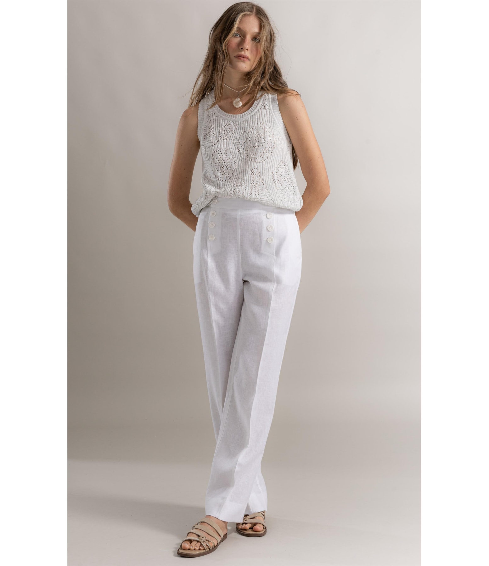 Calça Rosie Reta Linho Branco