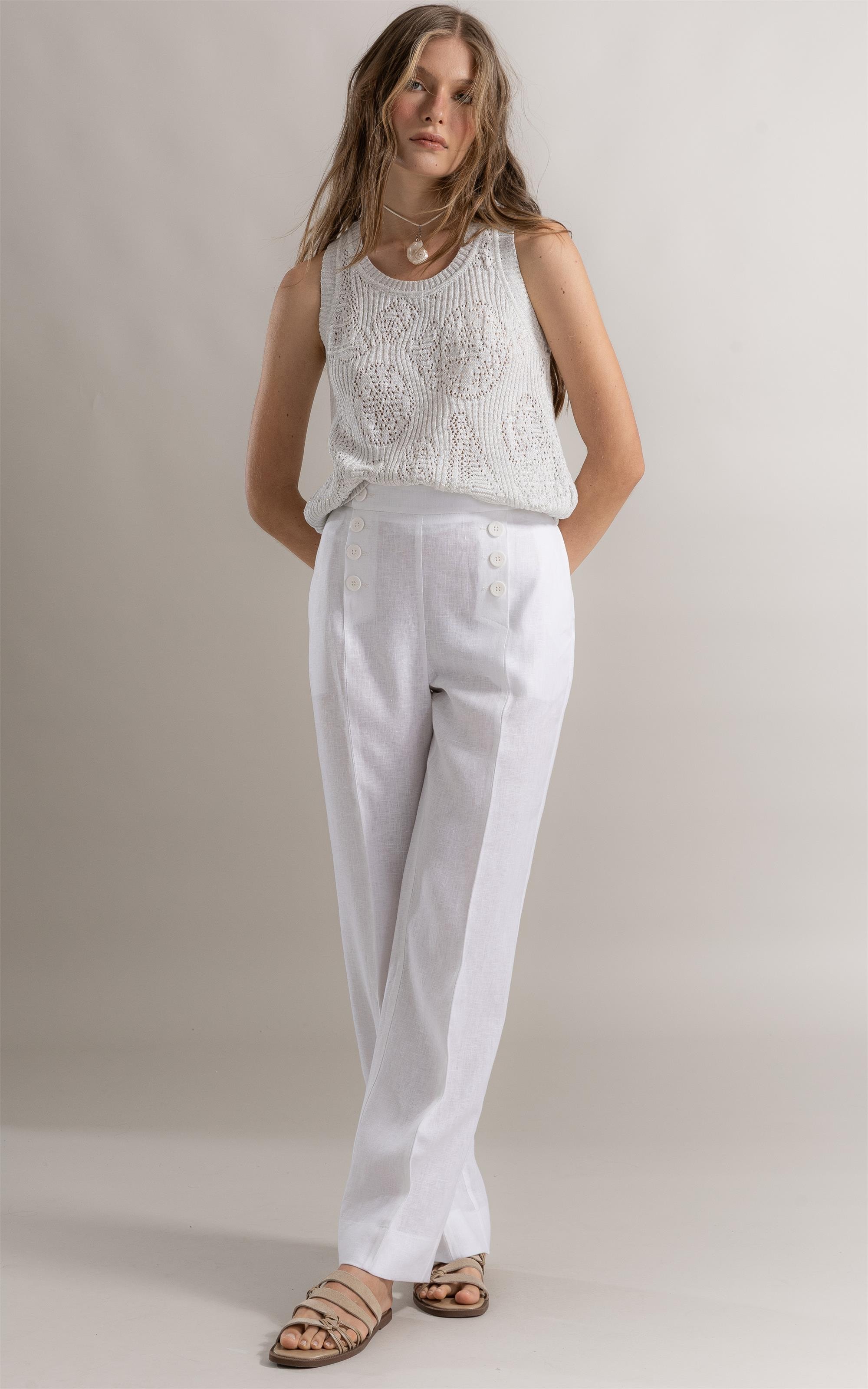 Calça Rosie Reta Linho Branco