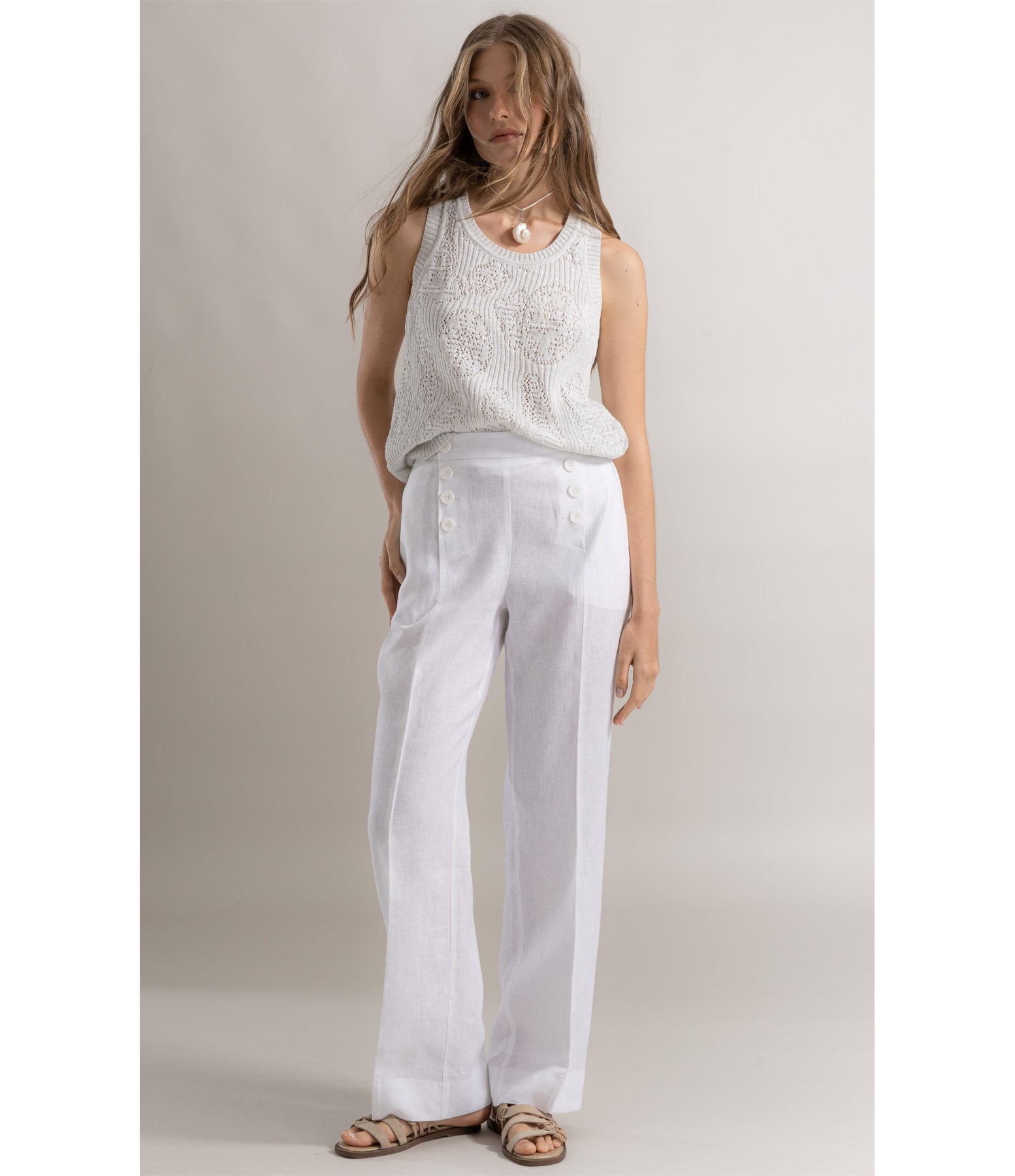Calça Rosie Reta Linho Branco