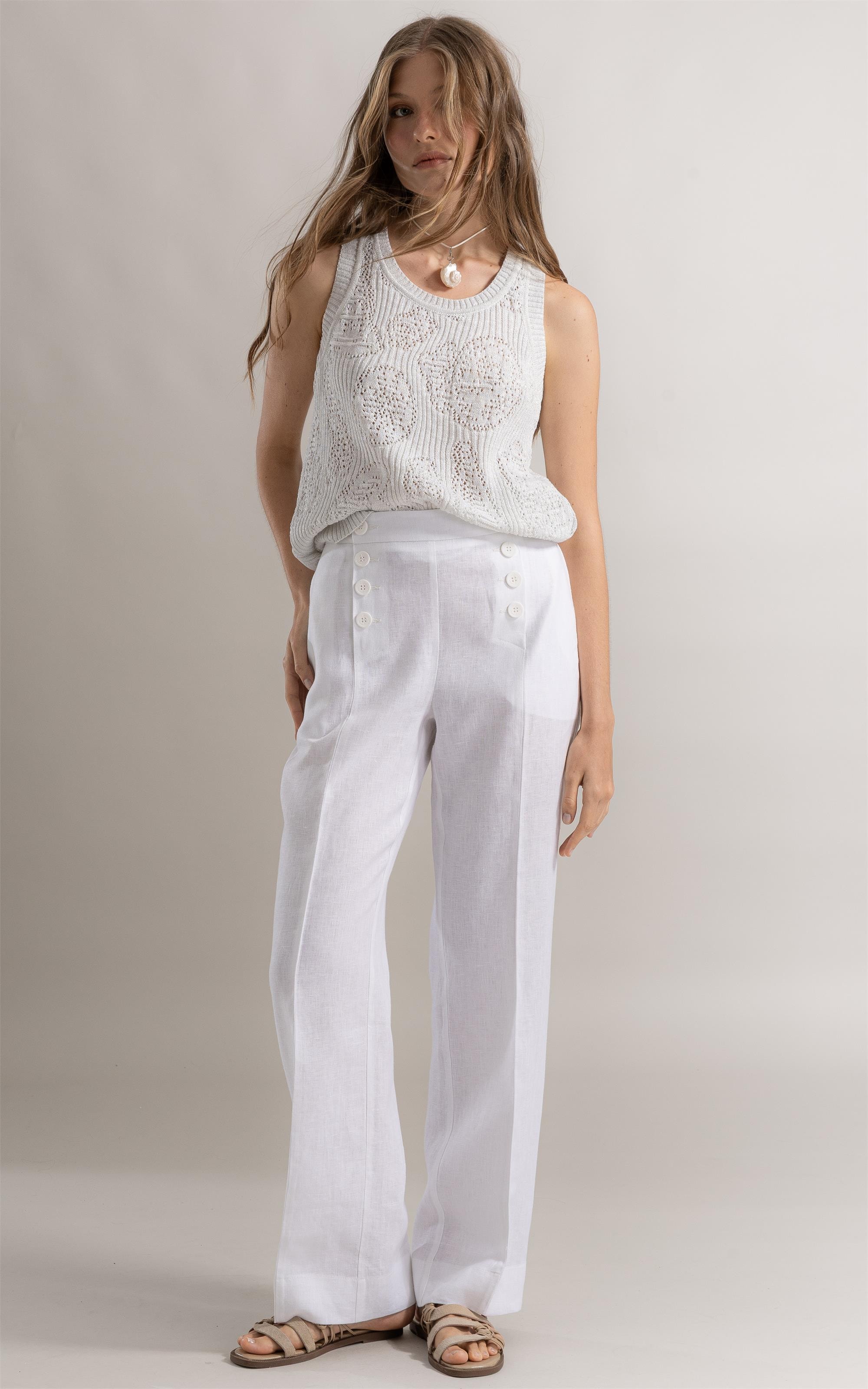 Calça Rosie Reta Linho Branco
