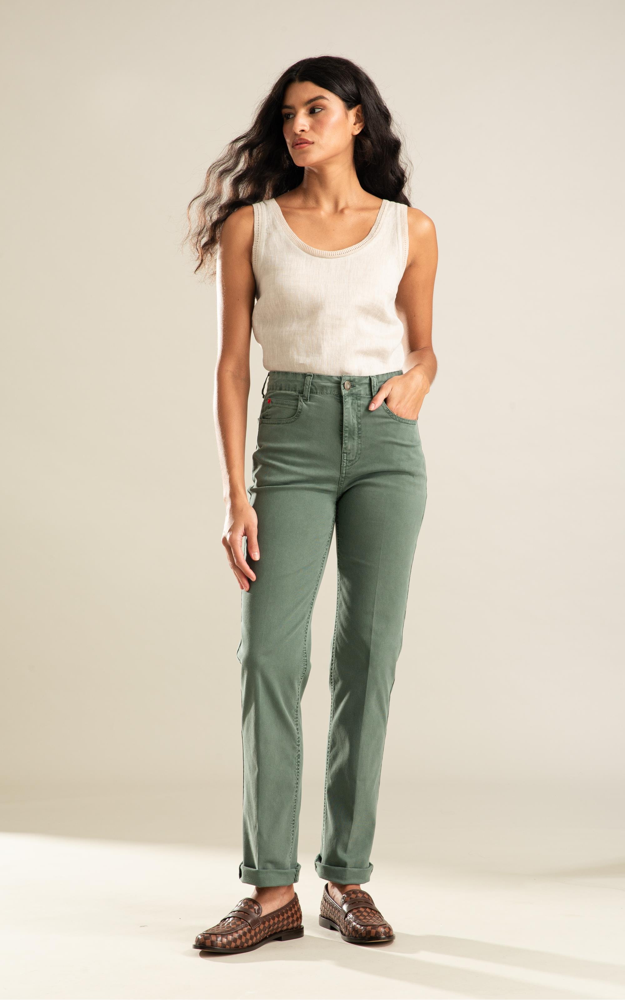 Calça Sarja Rain Reta Gisele Verde Army