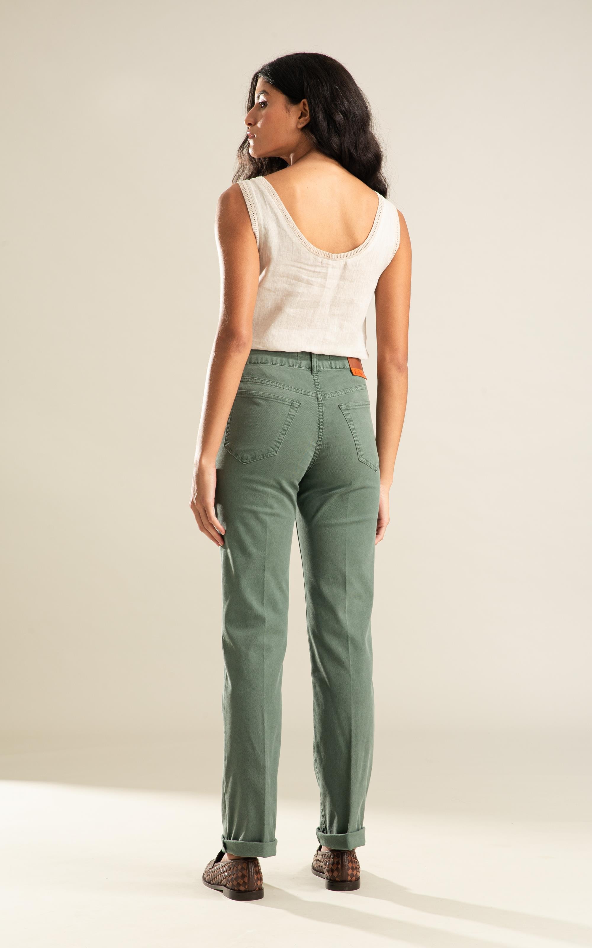 Calça Sarja Rain Reta Gisele Verde Army