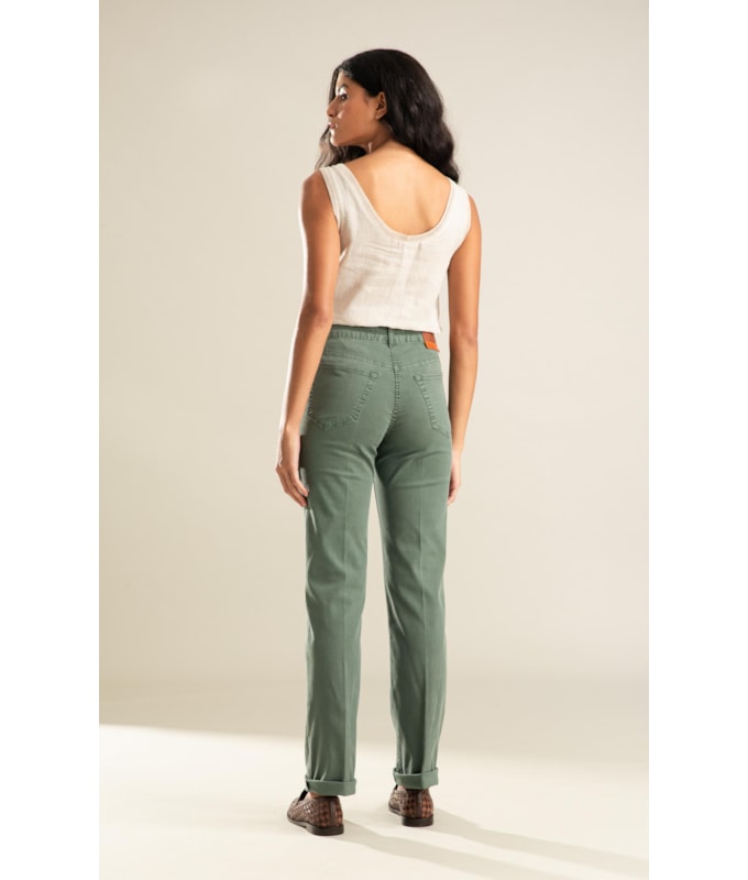 Calça Sarja Rain Reta Gisele Verde Army