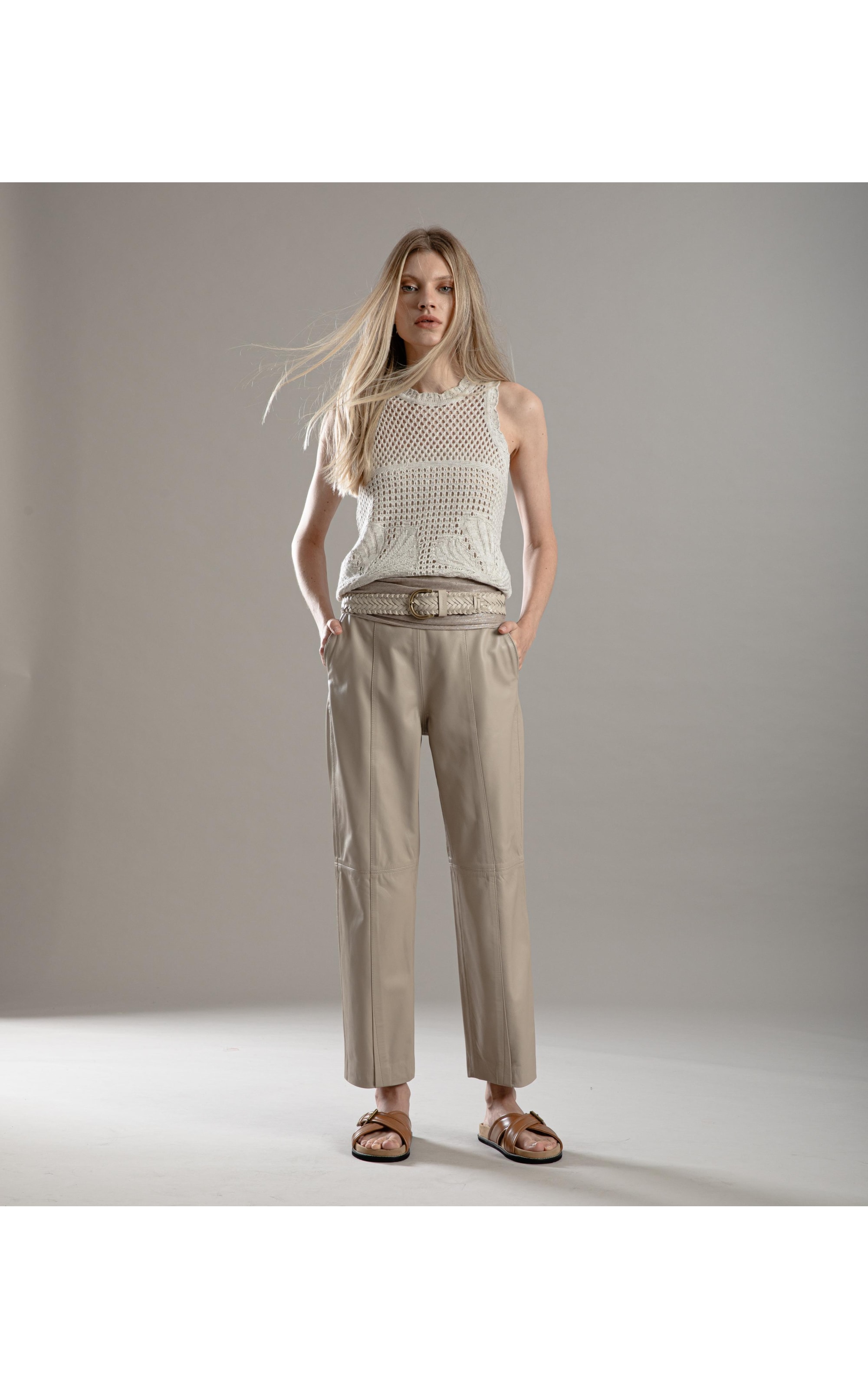 Calça Selina Leather Caqui