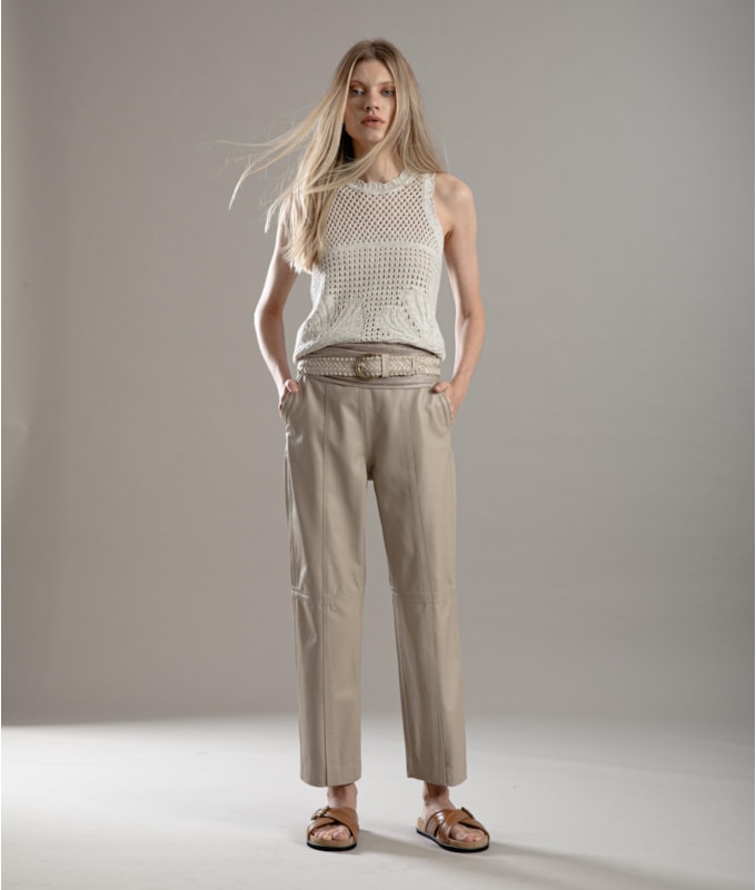 Calça Selina Leather Caqui