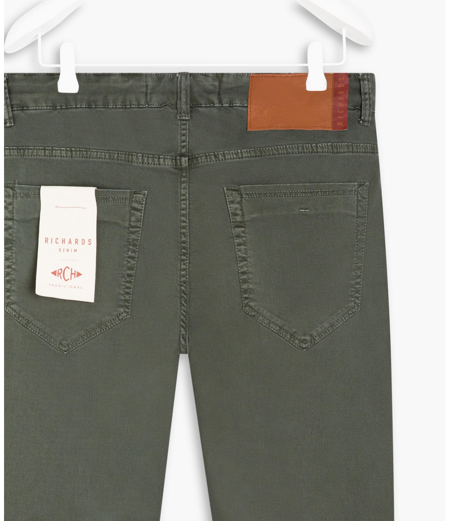 Calça Tradicional Five Pockets Tencel Verde Escuro
