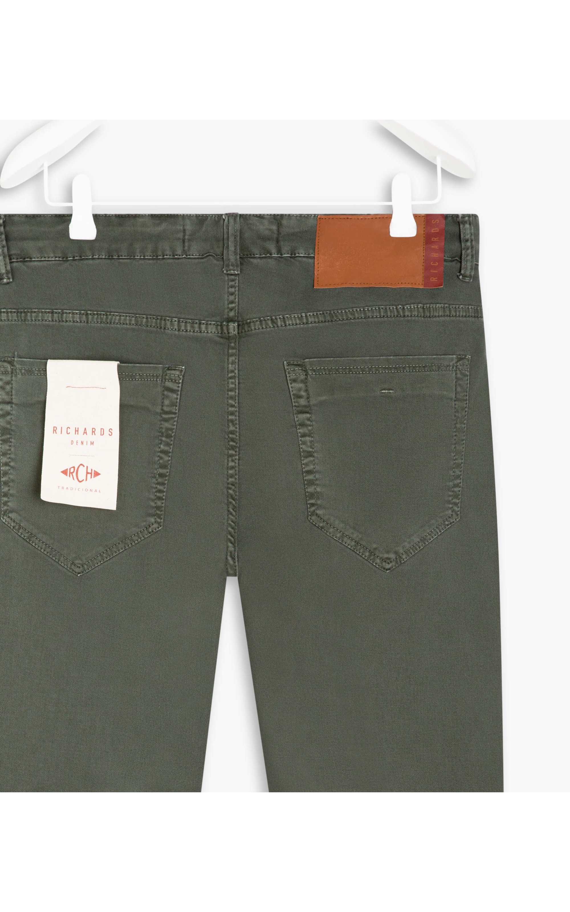 Calça Tradicional Five Pockets Tencel Verde Escuro