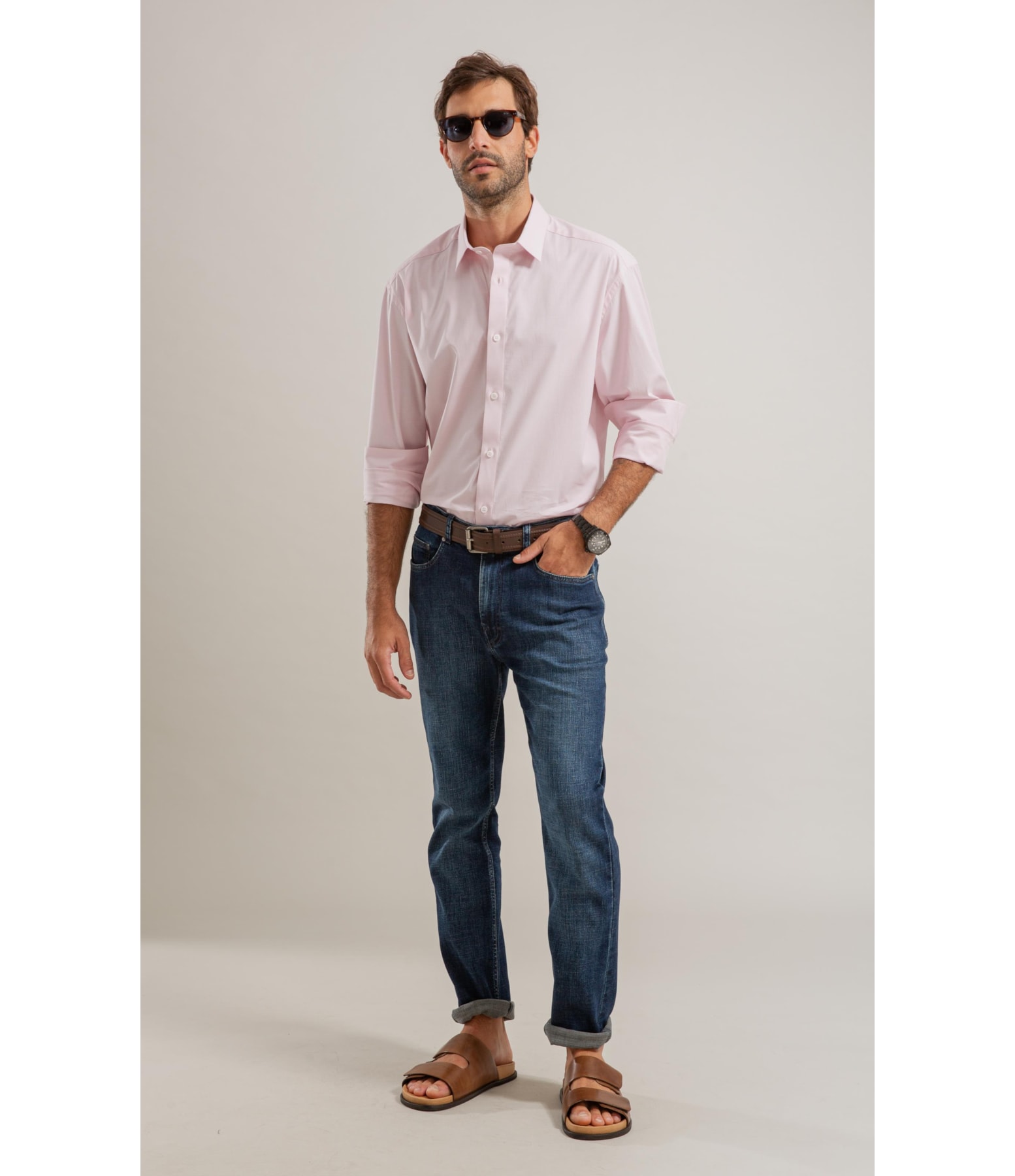 Calca Visco Indigo Custom Fit Ivan Lav.Escuro C/Pincelado