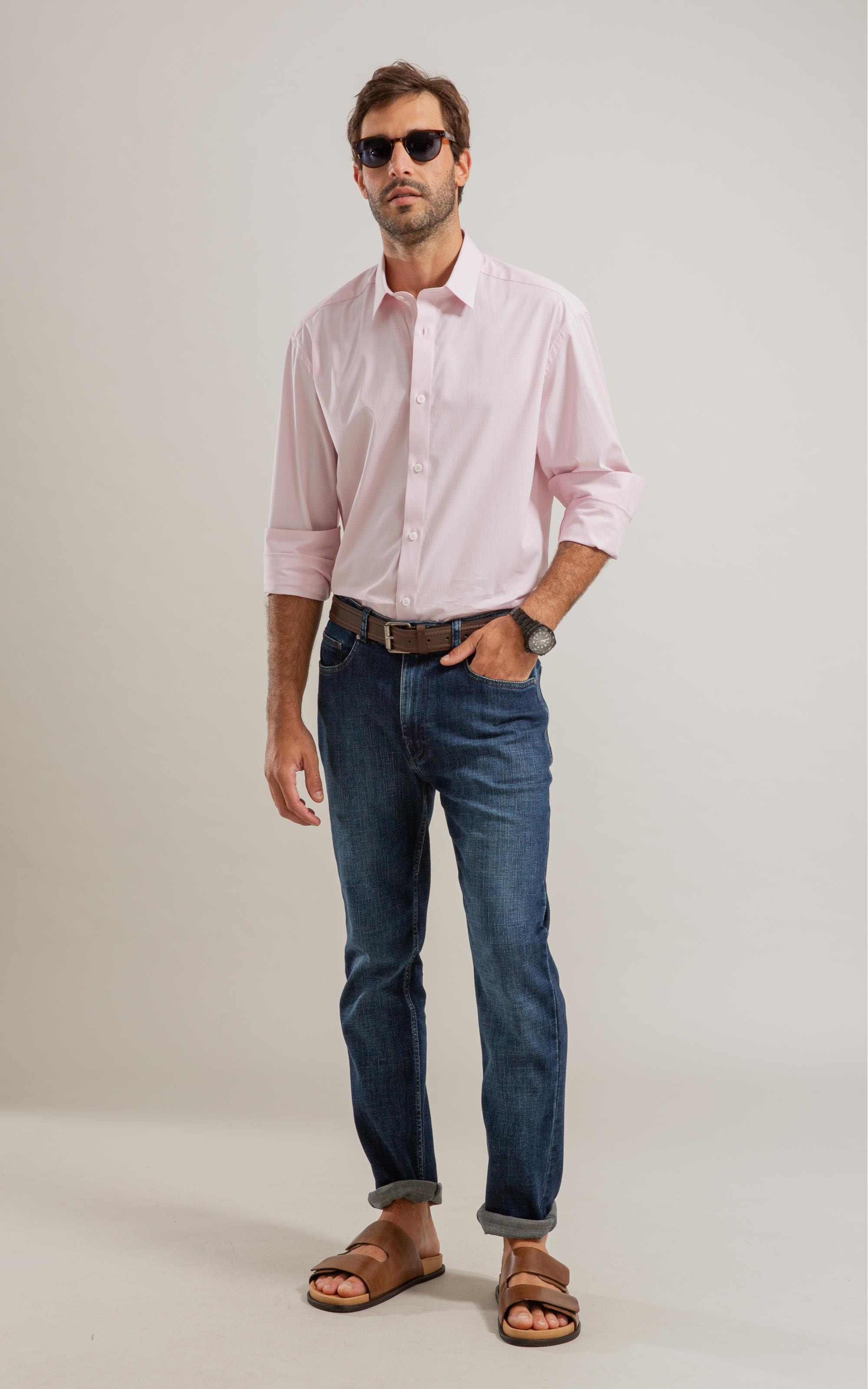 Calca Visco Indigo Custom Fit Ivan Lav.Escuro C/Pincelado