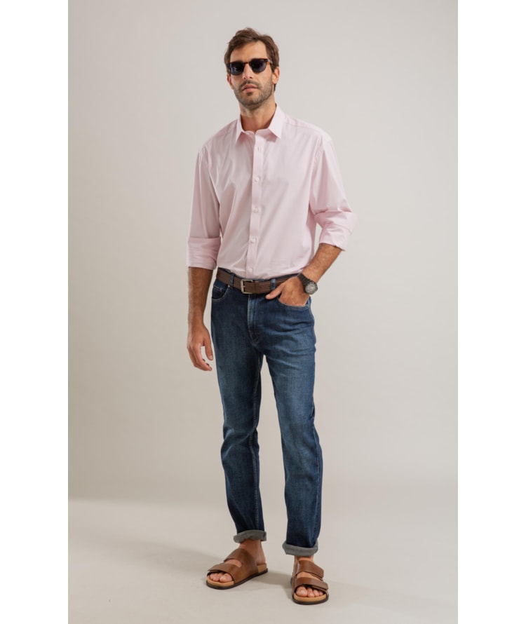 Calca Visco Indigo Custom Fit Ivan Lav.Escuro C/Pincelado