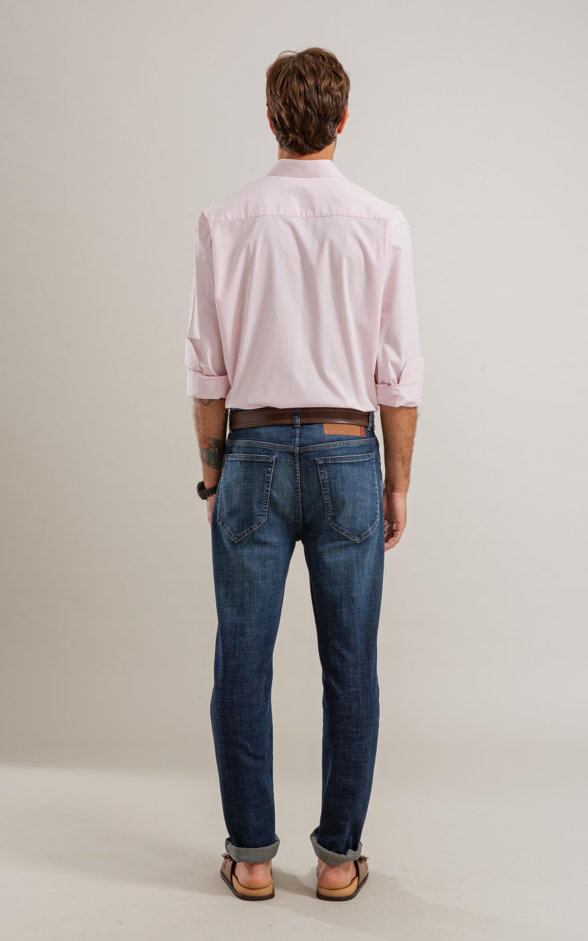 Calca Visco Indigo Custom Fit Ivan Lav.Escuro C/Pincelado