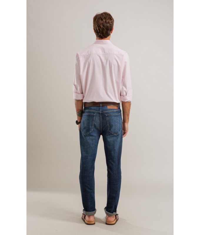 Calca Visco Indigo Custom Fit Ivan Lav.Escuro C/Pincelado