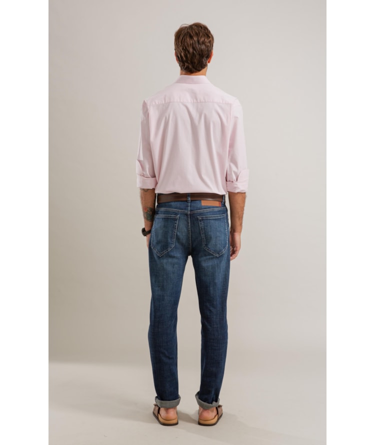 Calca Visco Indigo Custom Fit Ivan Lav.Escuro C/Pincelado