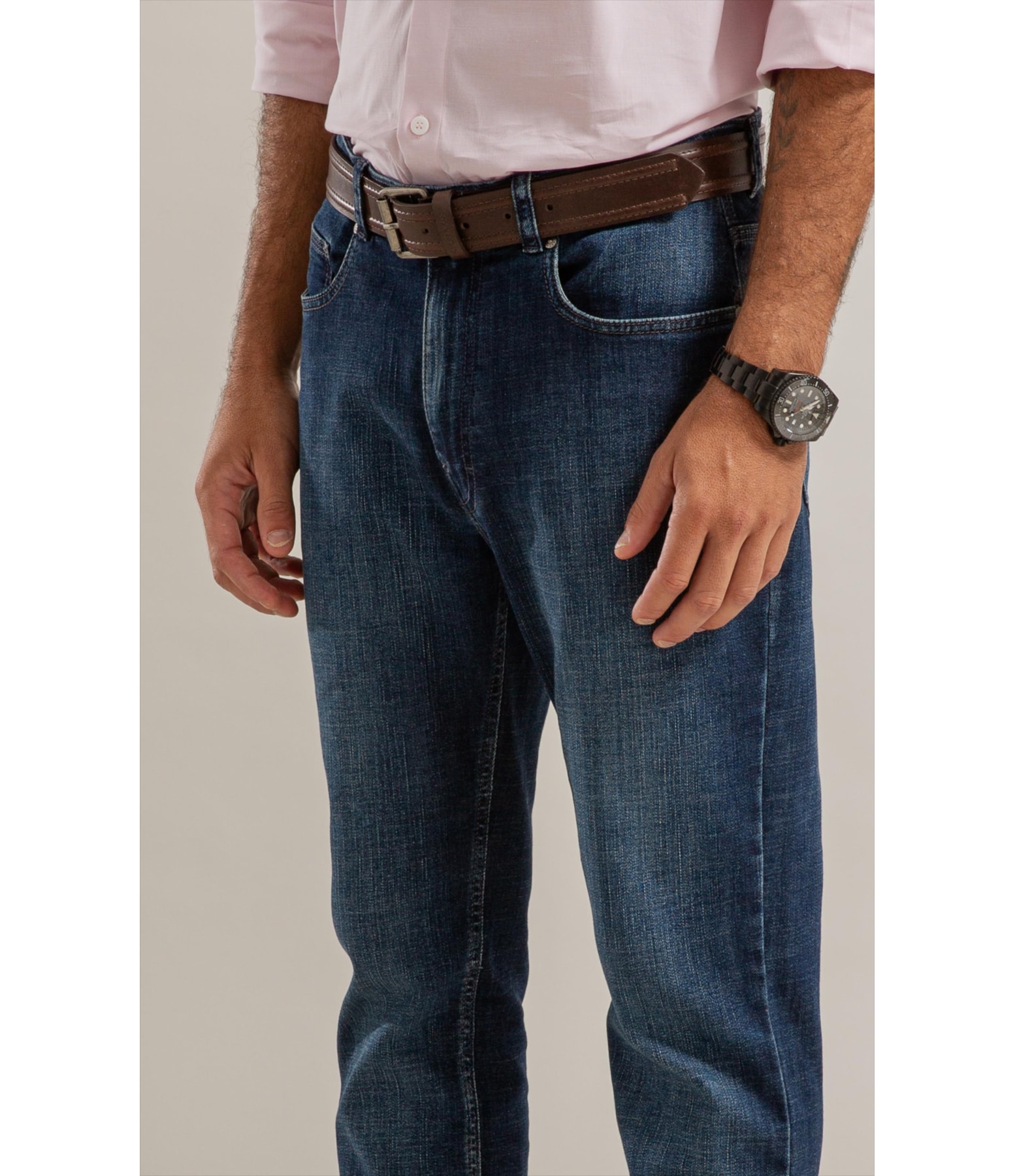 Calca Visco Indigo Custom Fit Ivan Lav.Escuro C/Pincelado