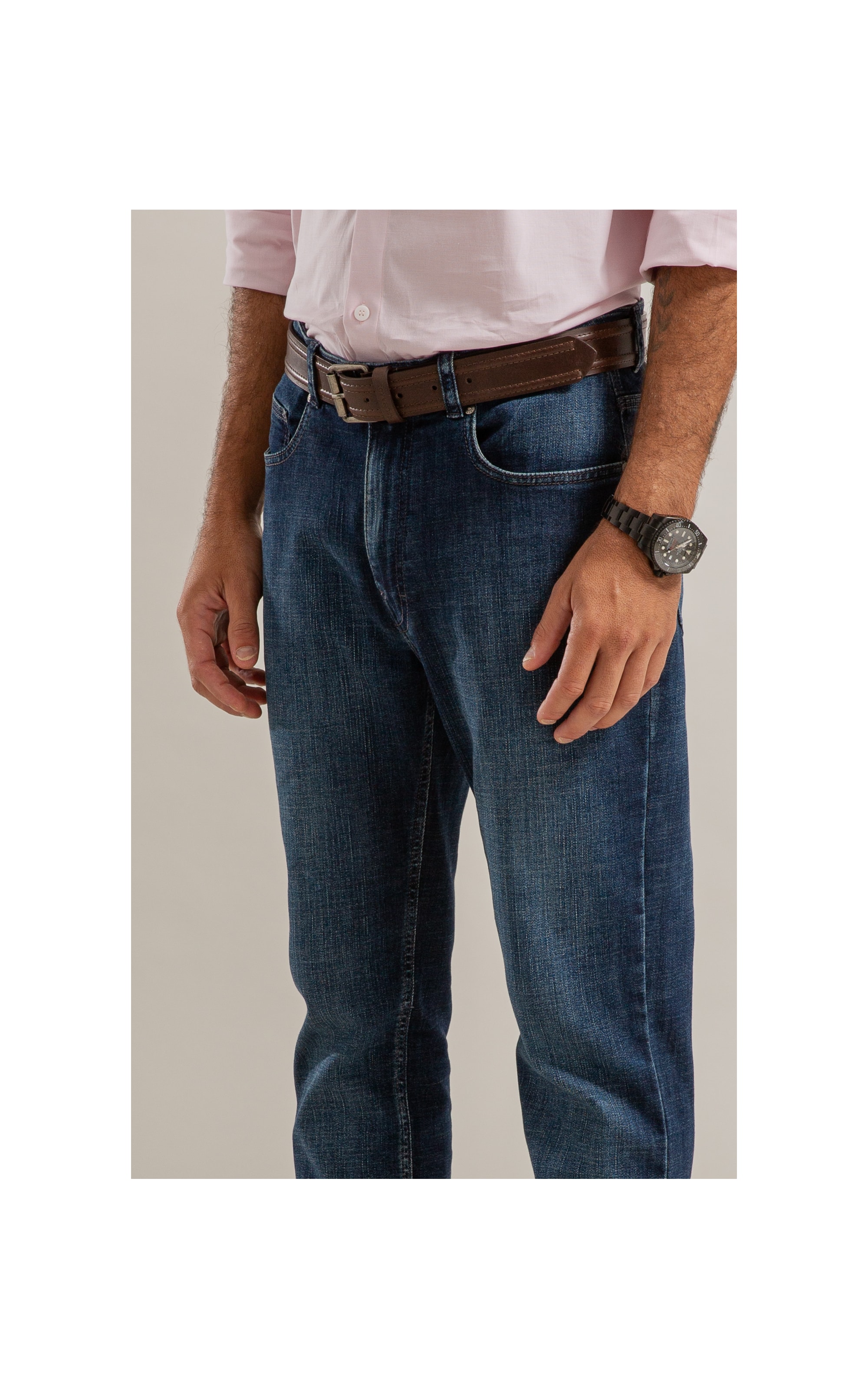 Calca Visco Indigo Custom Fit Ivan Lav.Escuro C/Pincelado