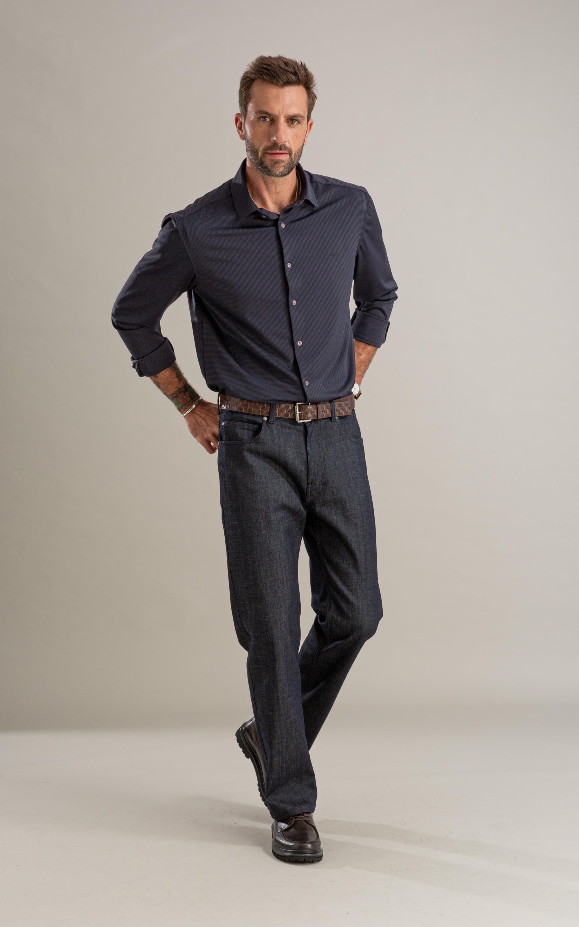 Calça Visco Indigo Tradicional Five Pockets Lav.Amaciado C/ Resina