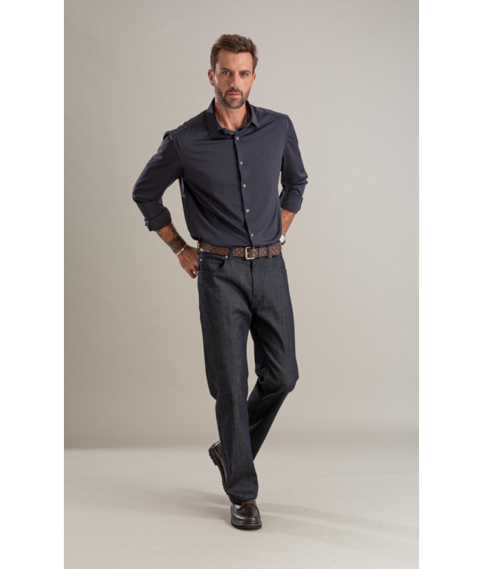 Calça Visco Indigo Tradicional Five Pockets Lav.Amaciado C/ Resina