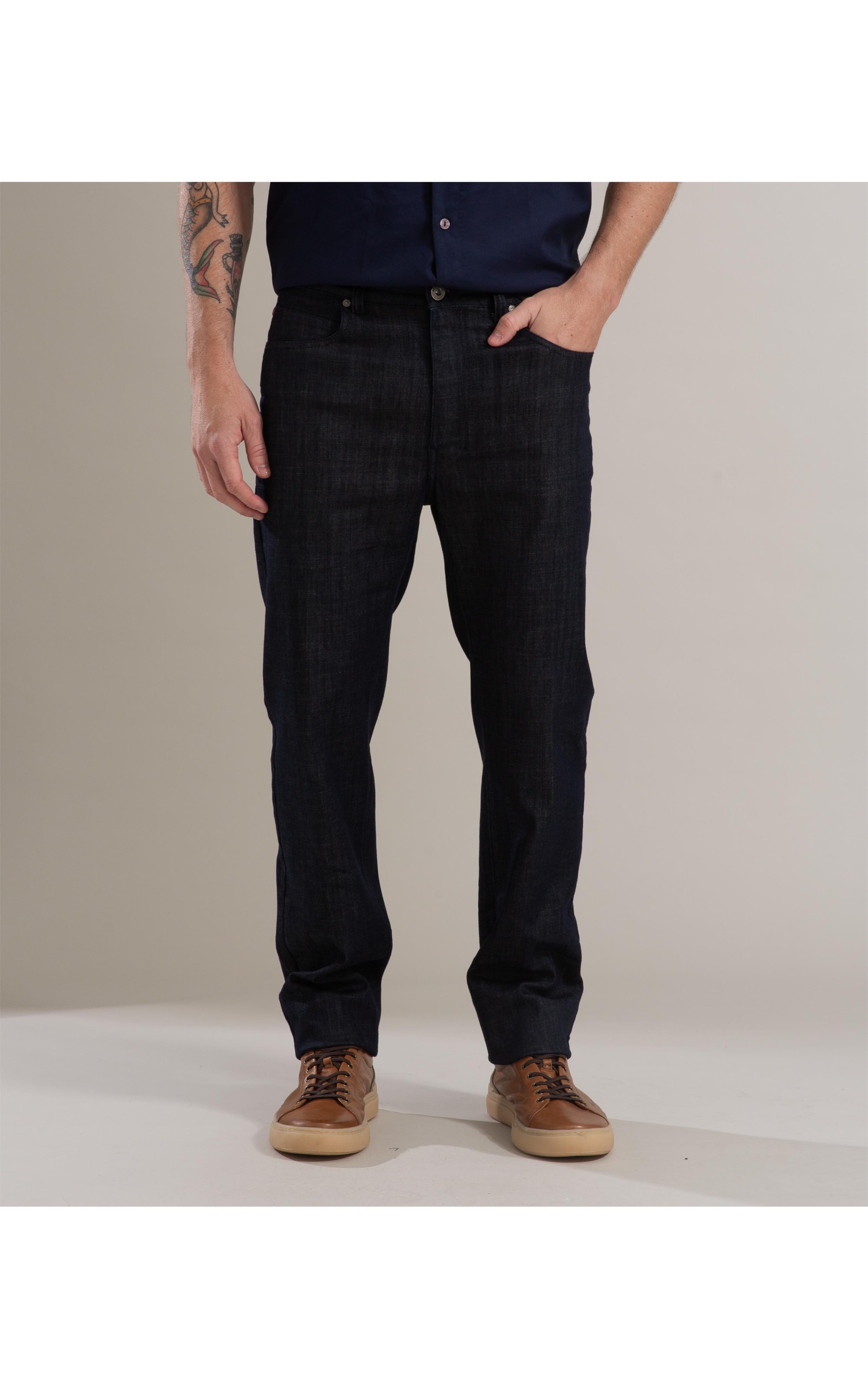 Calça Visco Indigo Tradicional Five Pockets Rchl237-Lav.Amaciado+resi