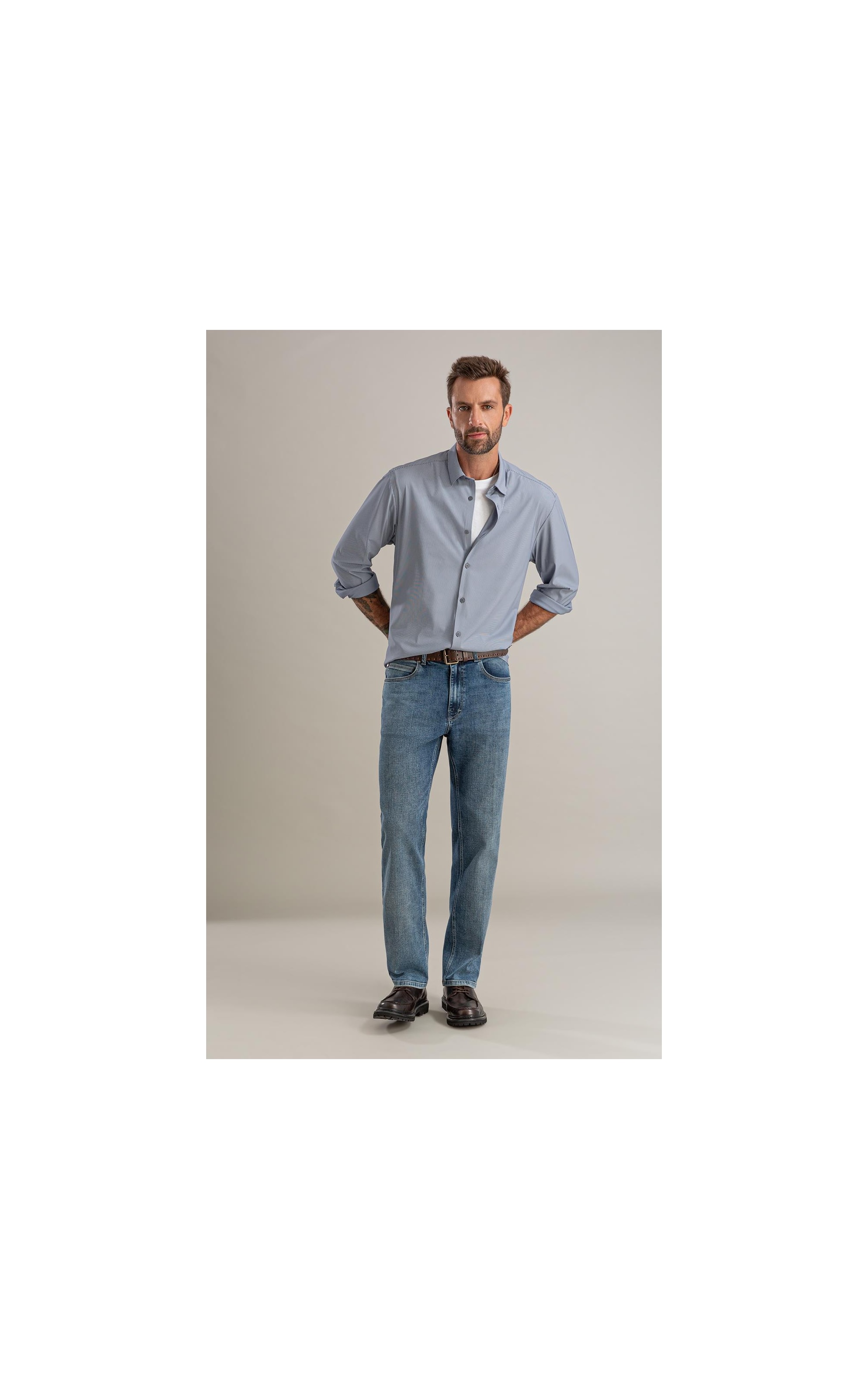 Calça Visco Indigo Tradicional Matheus 2163-Lav.Claro C/ Luva
