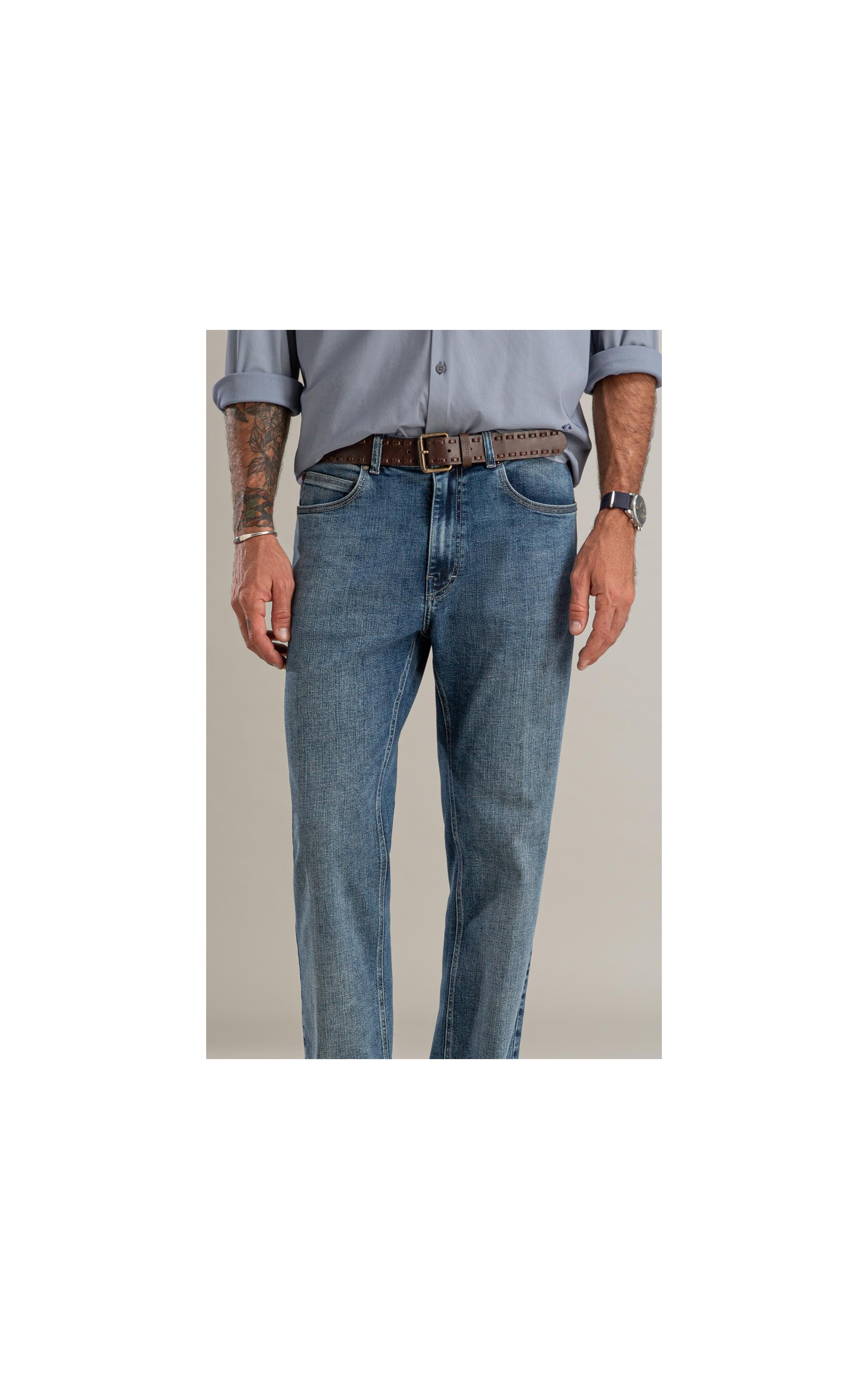 Calça Visco Indigo Tradicional Matheus 2163-Lav.Claro C/ Luva