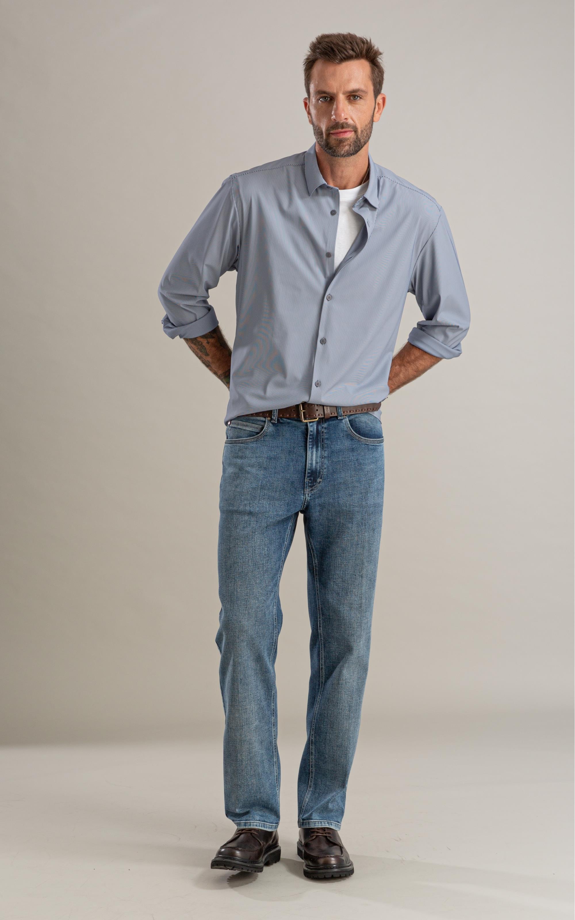 Calça Visco Indigo Tradicional Matheus 2163-Lav.Claro C/ Luva