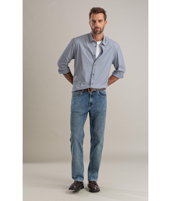 Calça Visco Indigo Tradicional Matheus 2163-Lav.Claro C/ Luva