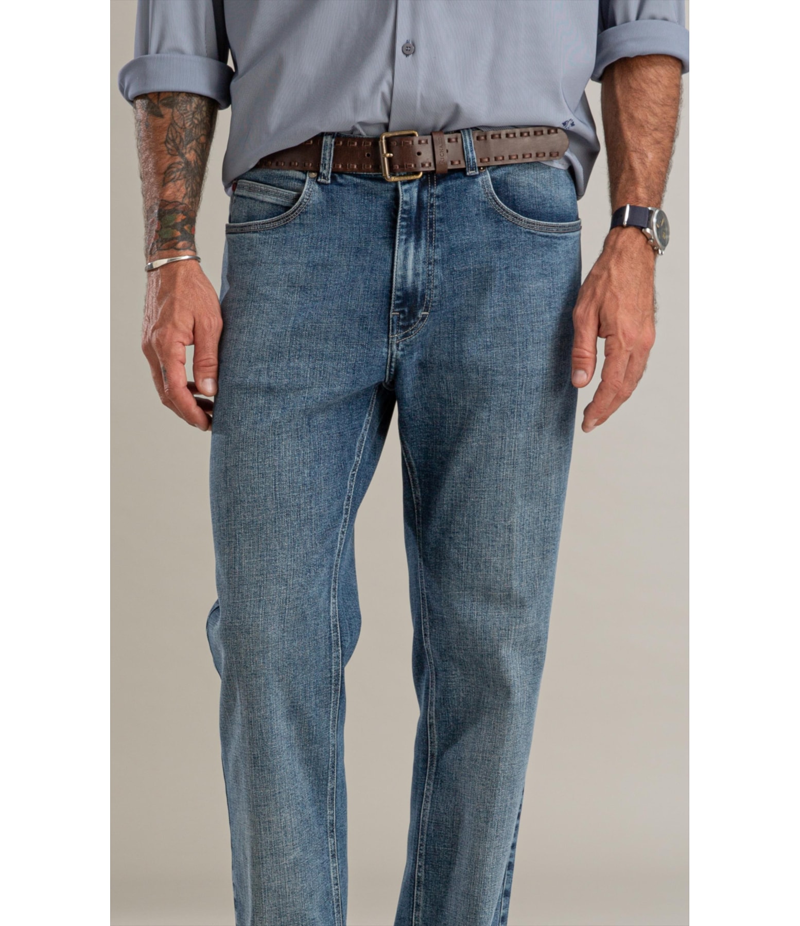 Calça Visco Indigo Tradicional Matheus 2163-Lav.Claro C/ Luva