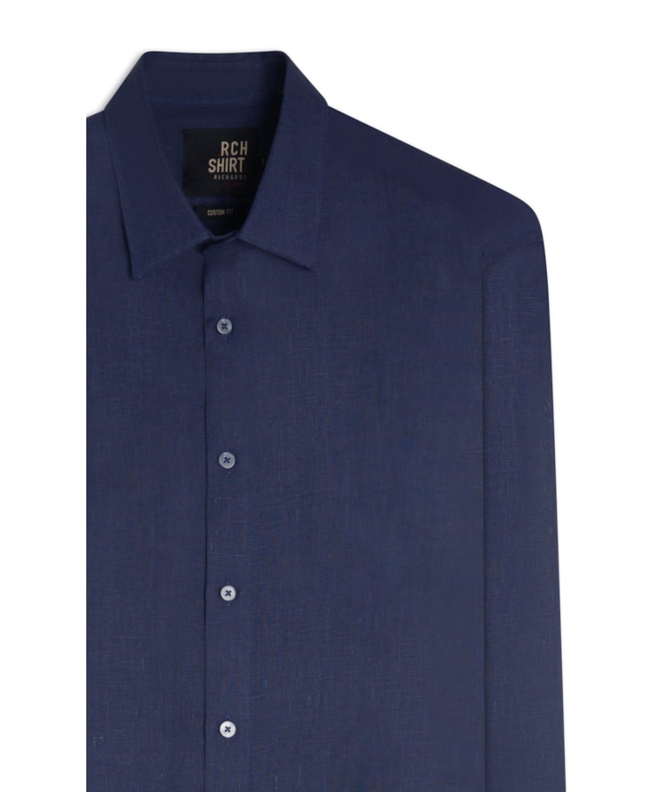 Camisa 100% Linen Uni Ml Dark Navy