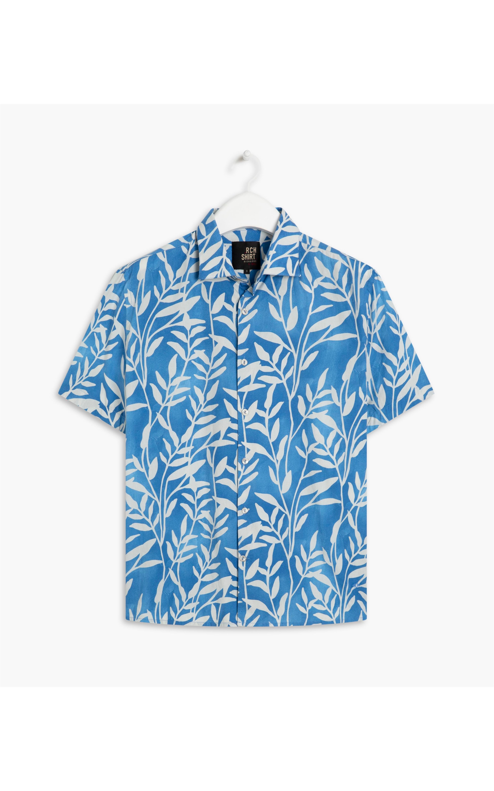 Camisa Algodão Estampada Seaweed m Azul Bic