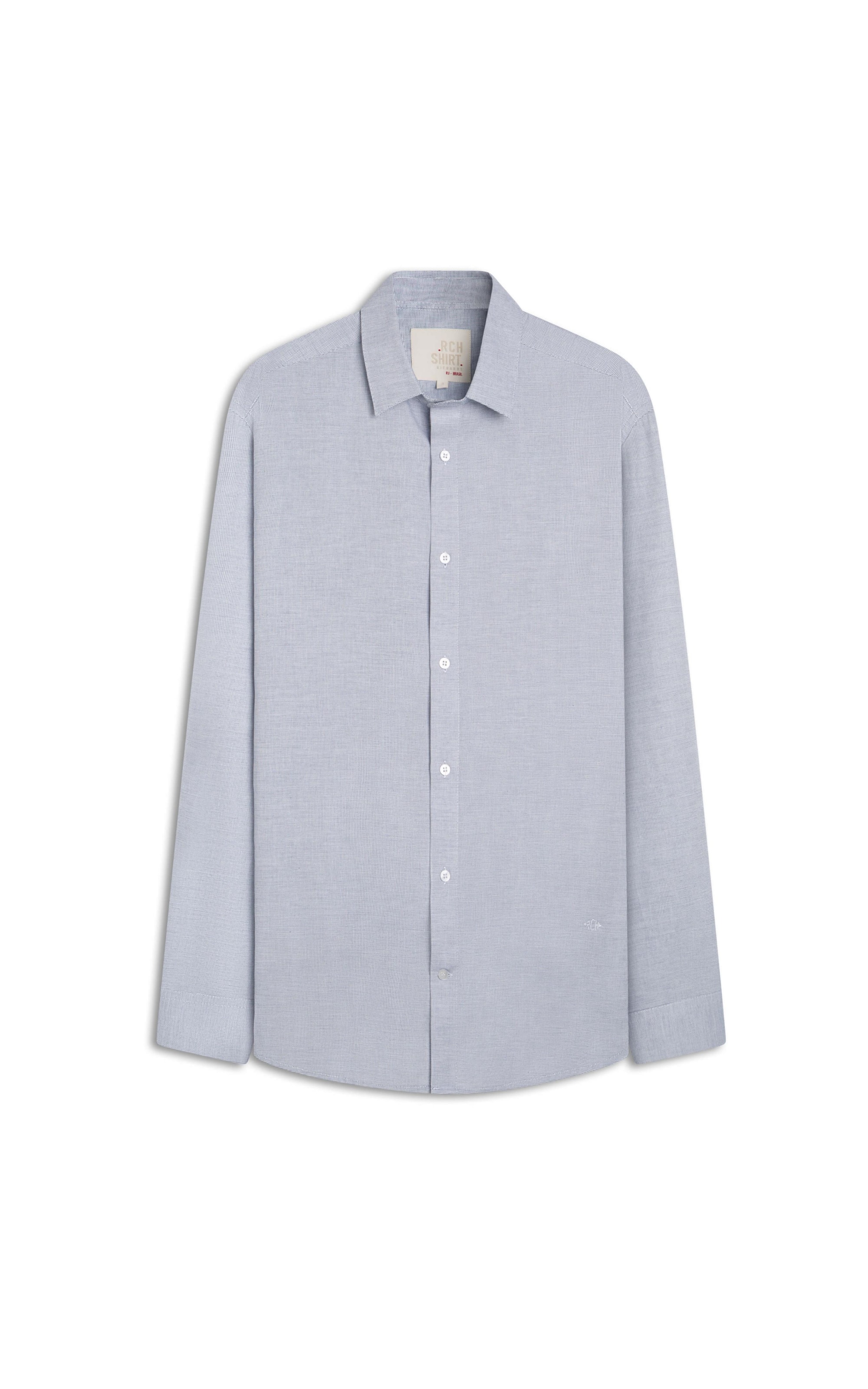 Camisa Algodao Maquinetado Carlos Ml Azul Jeans