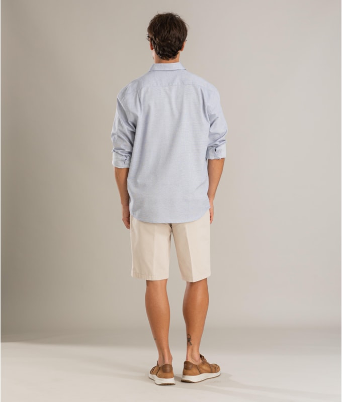 Camisa Algodao Maquinetado Carlos Ml Azul Jeans