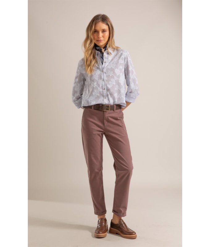 Camisa Alina Jacquard Stripe Azul Bic