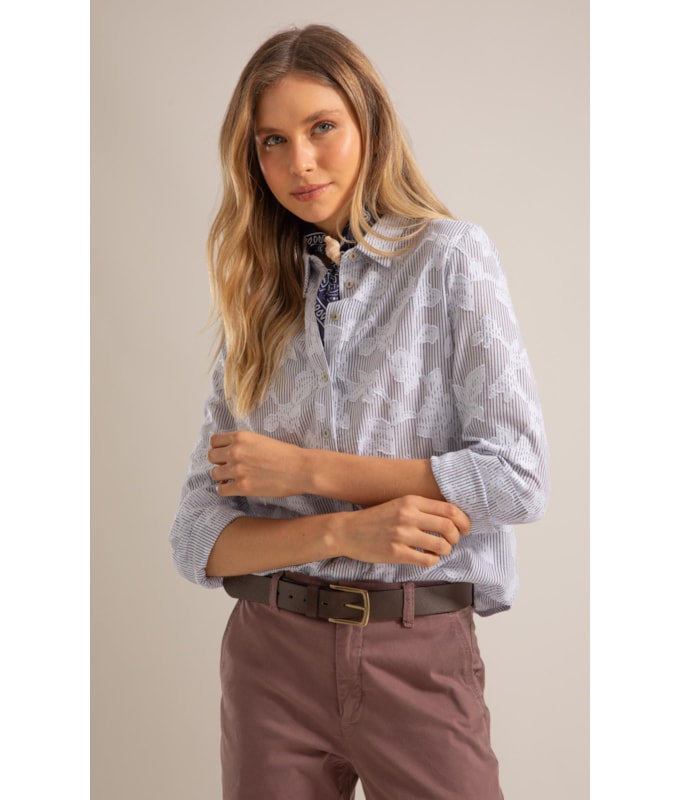 Camisa Alina Jacquard Stripe Azul Bic