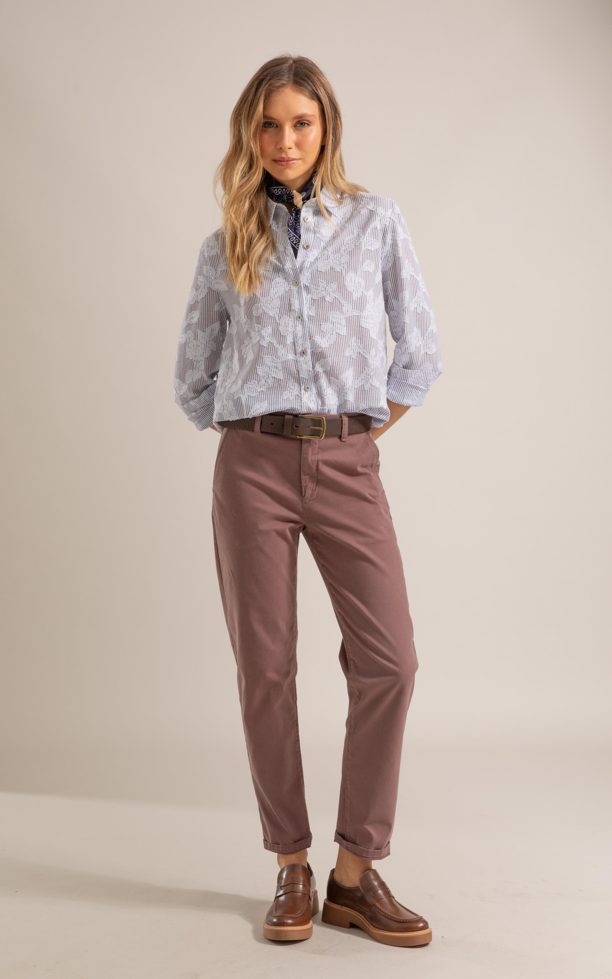 Camisa Alina Jacquard Stripe Azul Bic