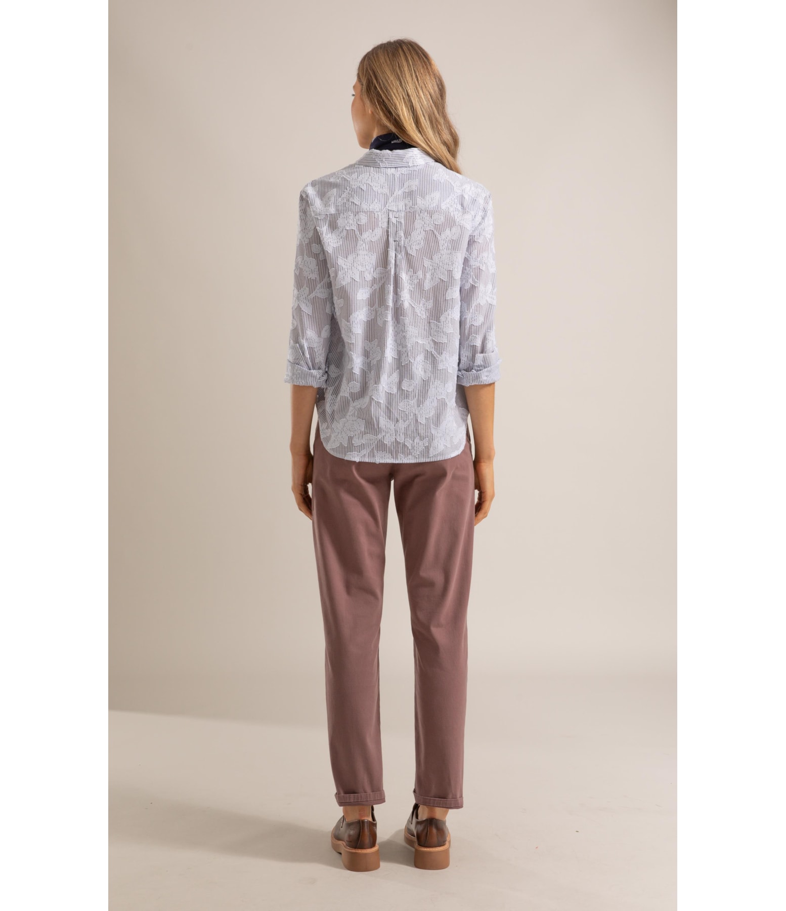 Camisa Alina Jacquard Stripe Azul Bic