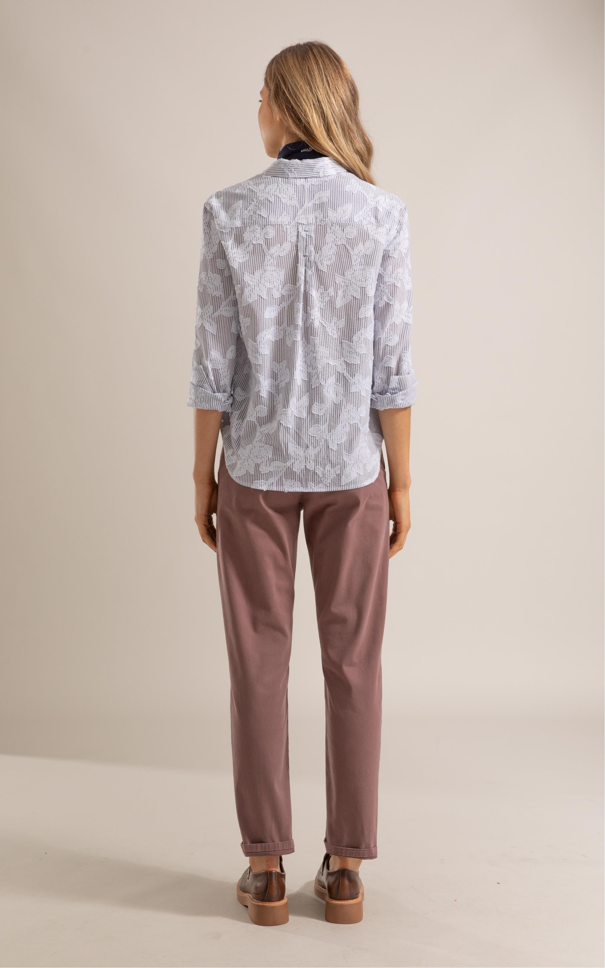 Camisa Alina Jacquard Stripe Azul Bic