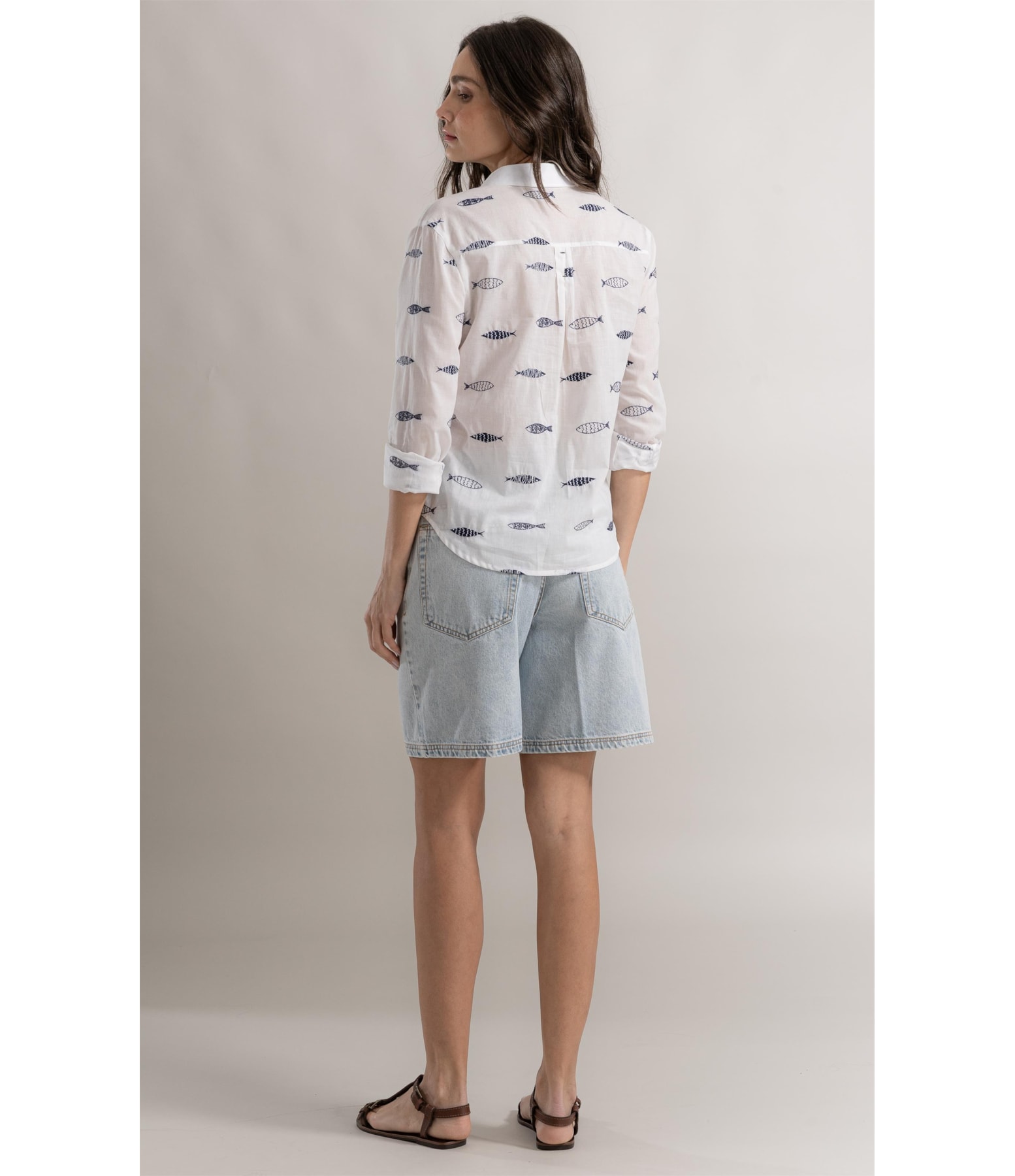 Camisa Alina Sardines Bicolor Off White