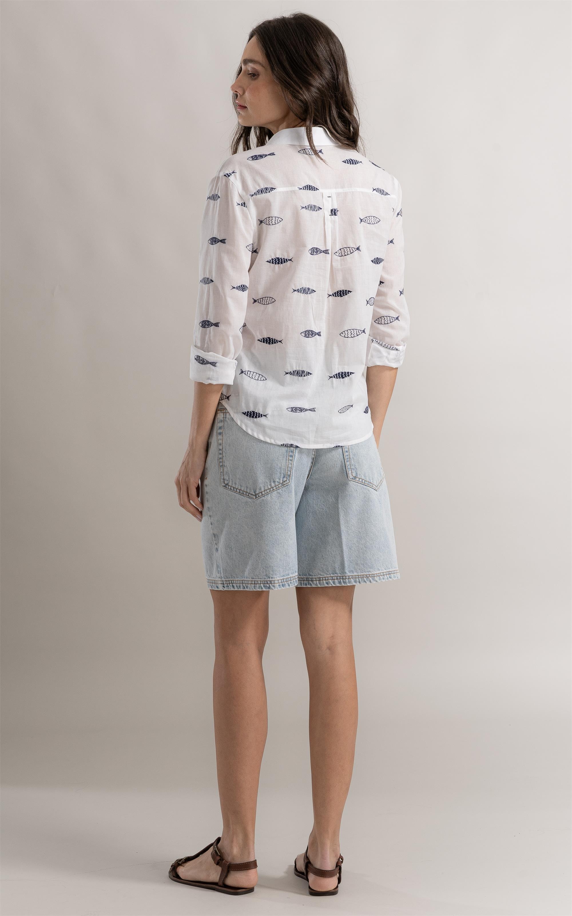 Camisa Alina Sardines Bicolor Off White