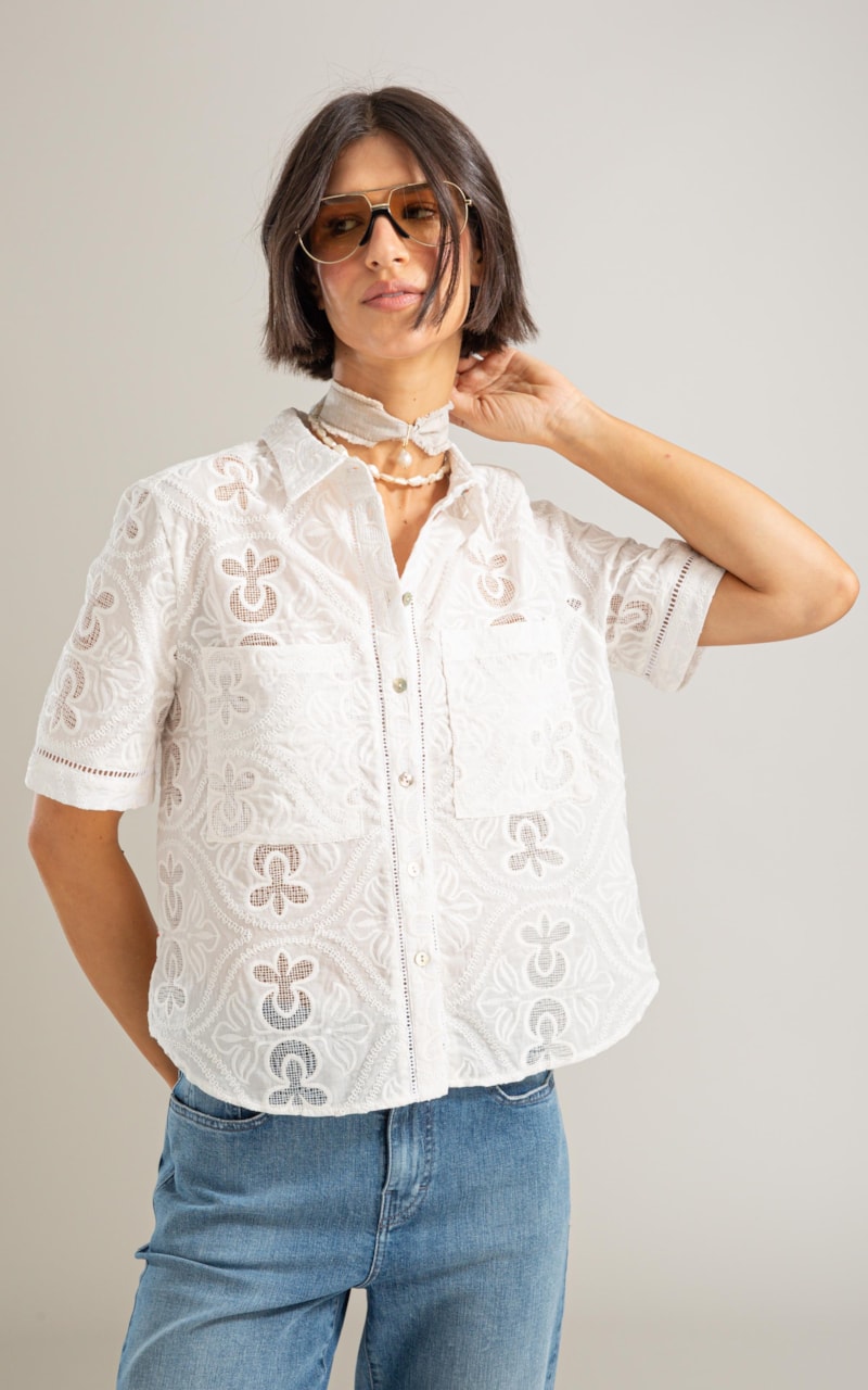 Camisa Amora Laise Algodao Off White