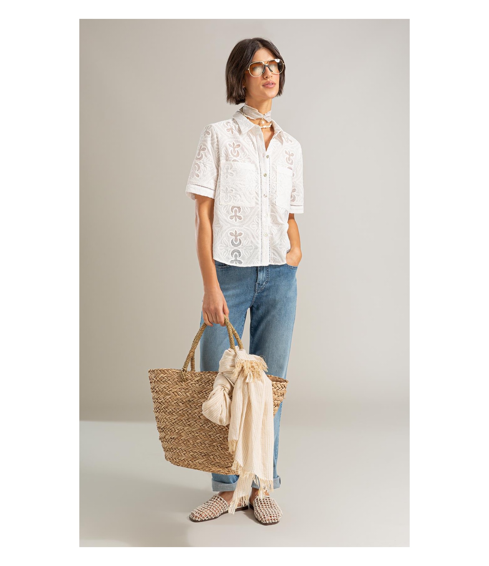 Camisa Amora Laise Algodao Off White