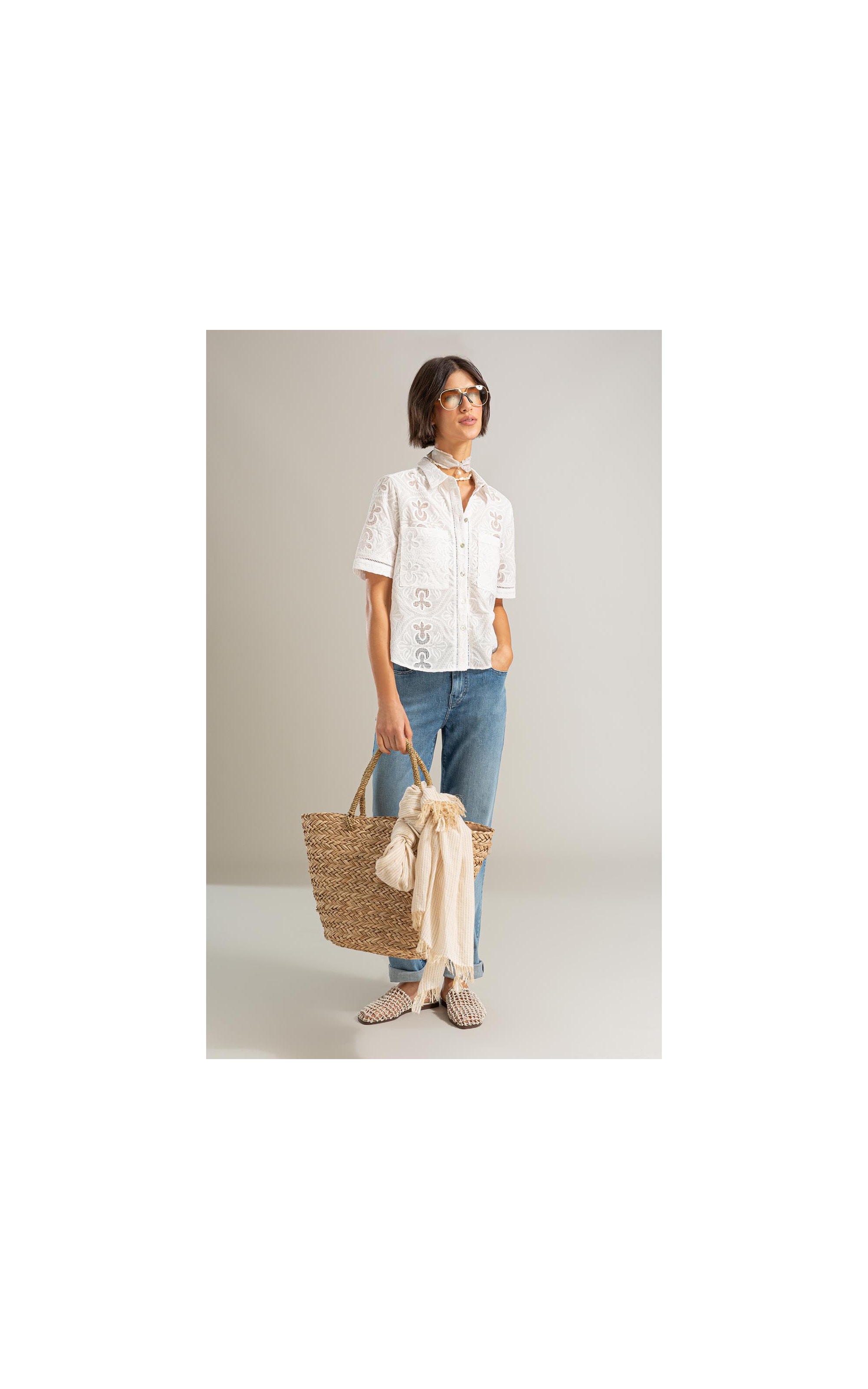 Camisa Amora Laise Algodao Off White