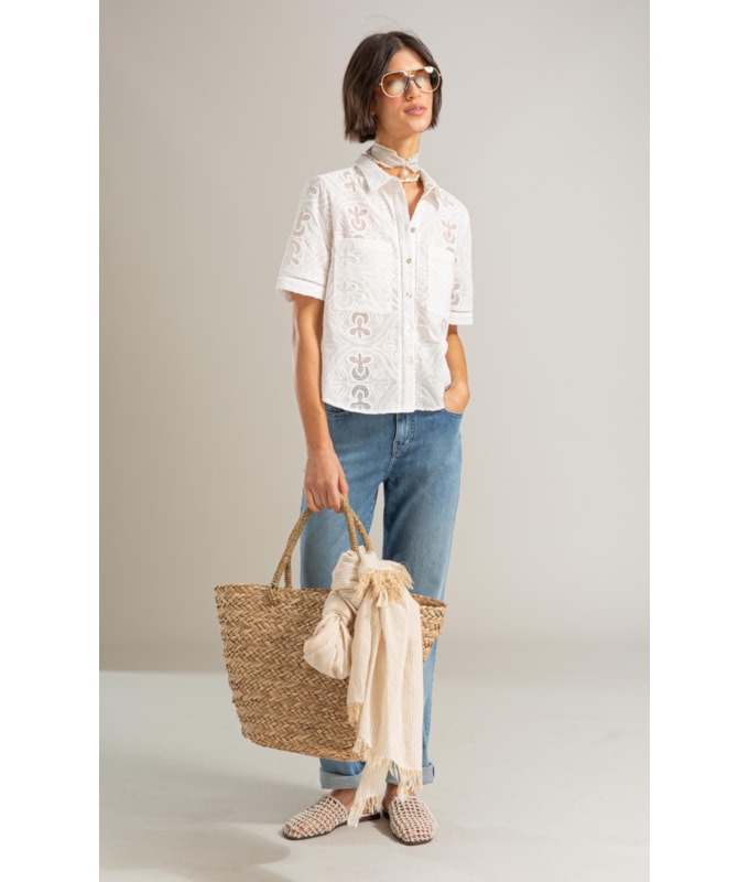 Camisa Amora Laise Algodao Off White