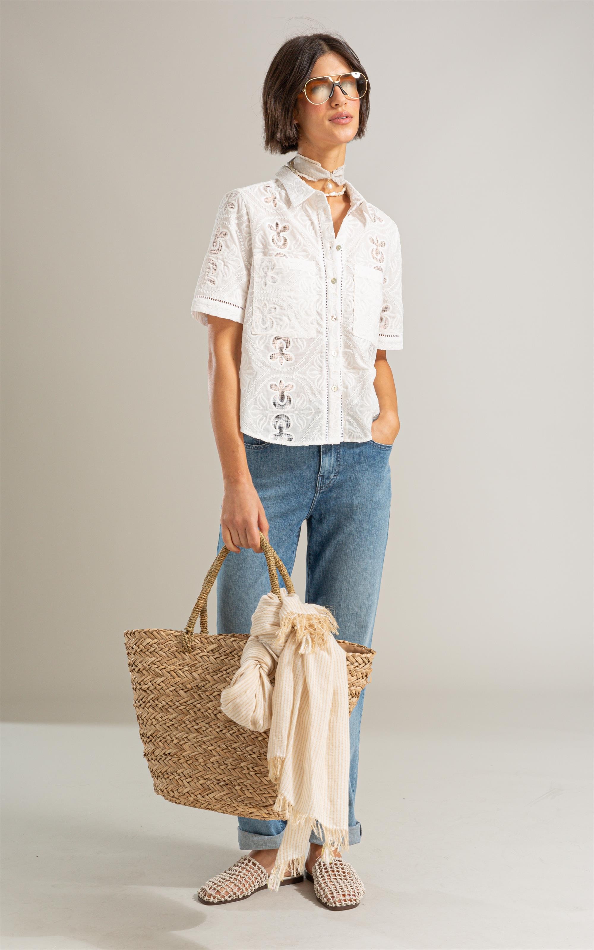 Camisa Amora Laise Algodao Off White