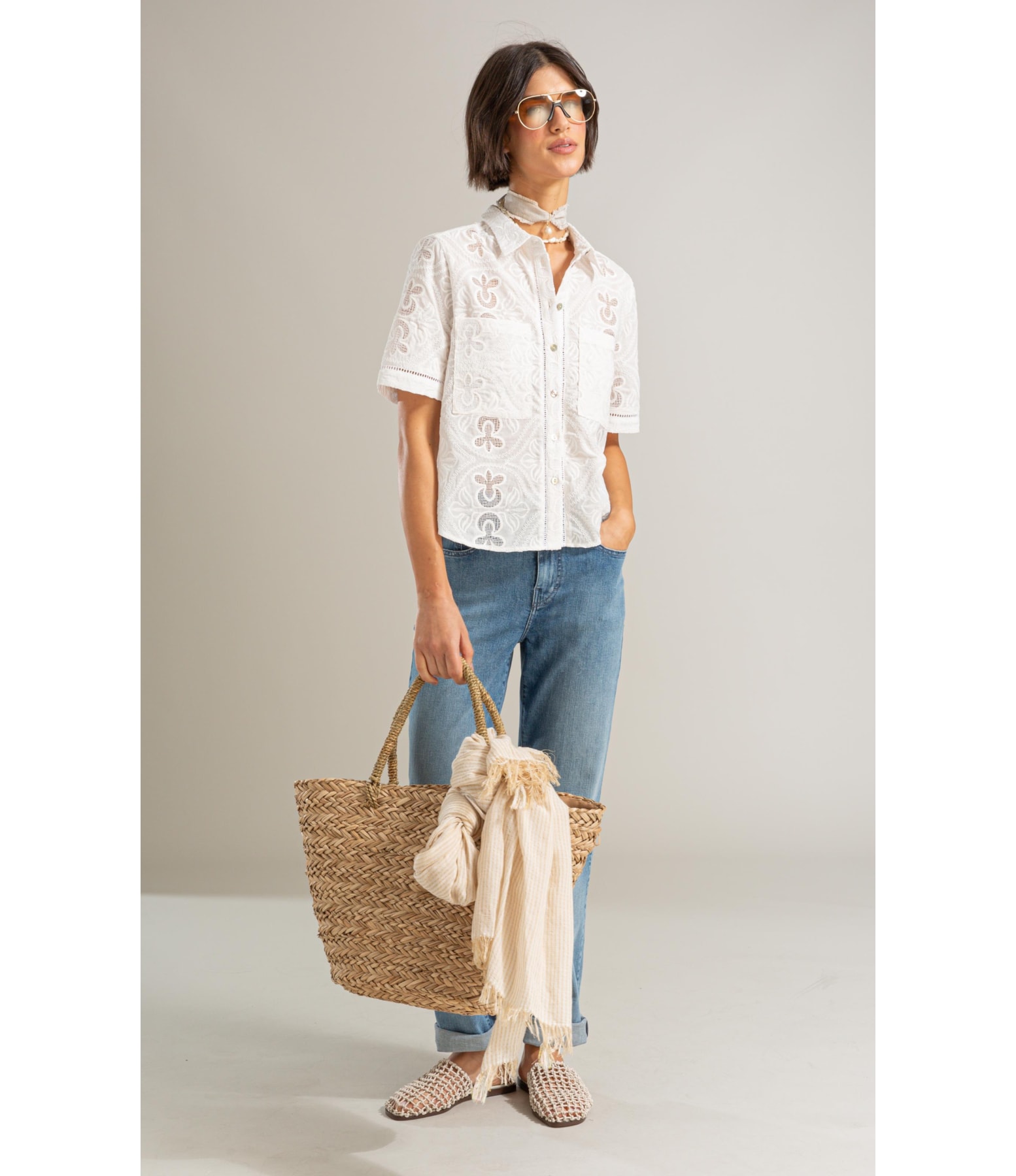Camisa Amora Laise Algodao Off White