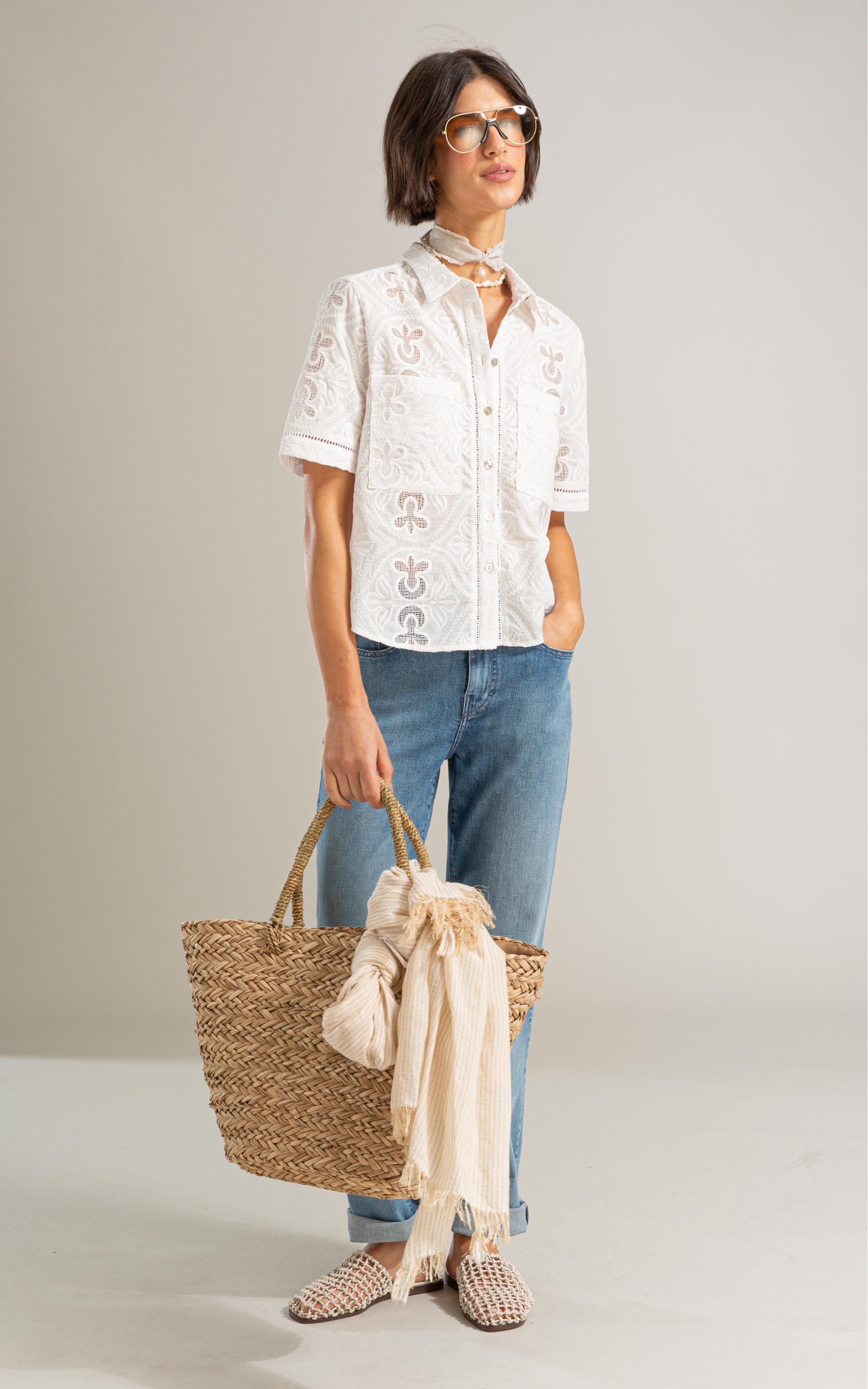 Camisa Amora Laise Algodao Off White