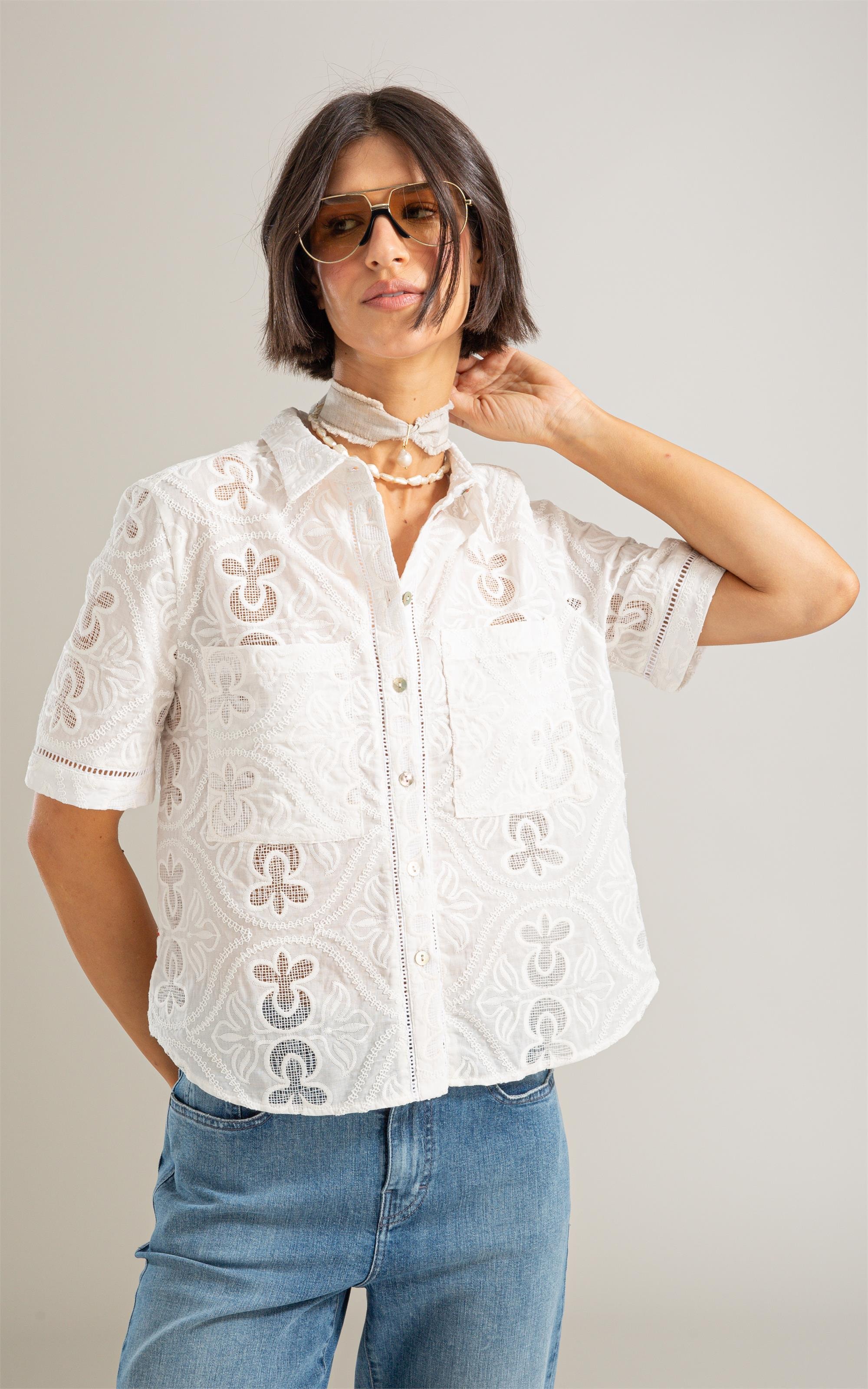 Camisa Amora Laise Algodao Off White