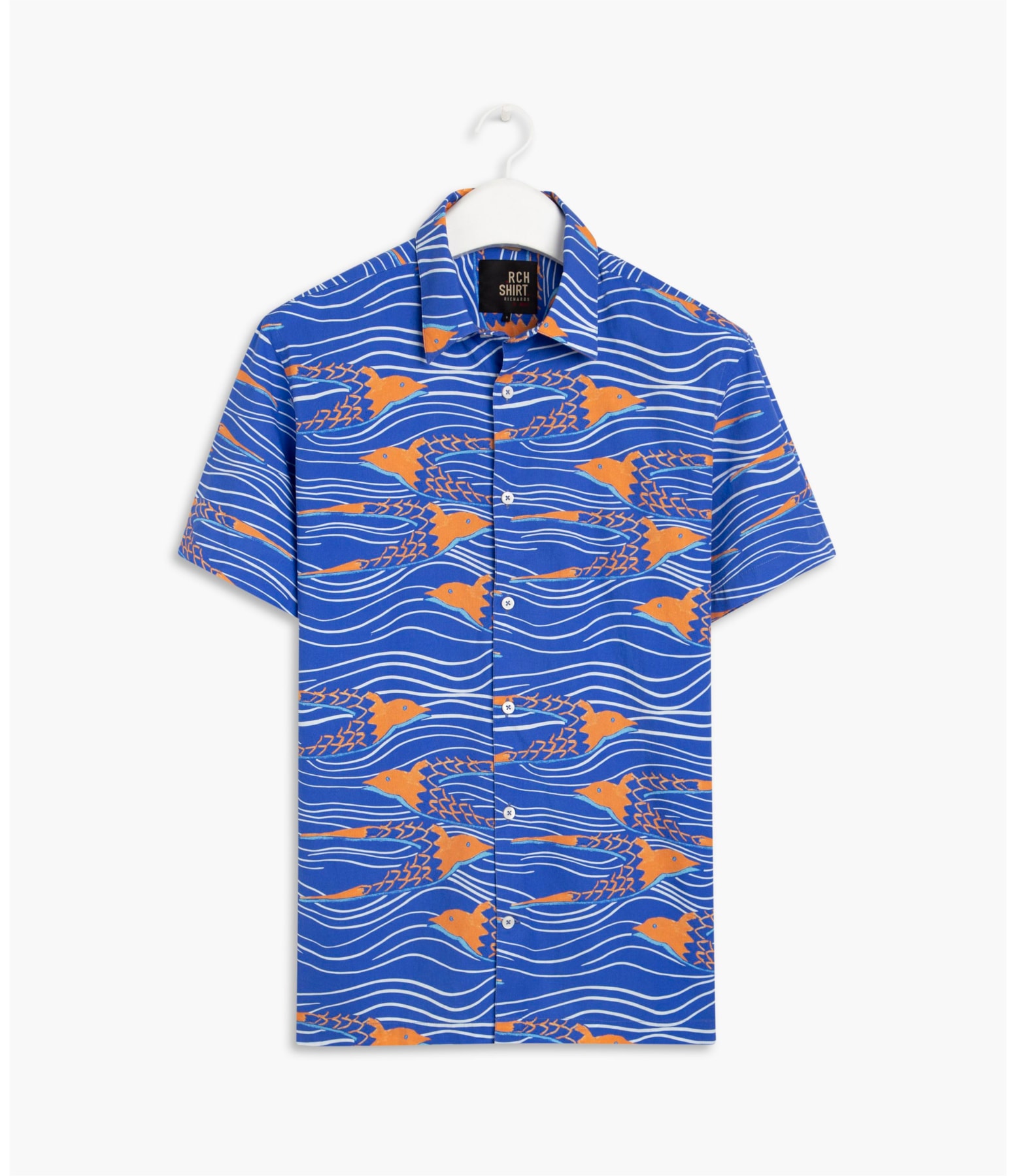 Camisa Andorinha Estampada Mc Azul